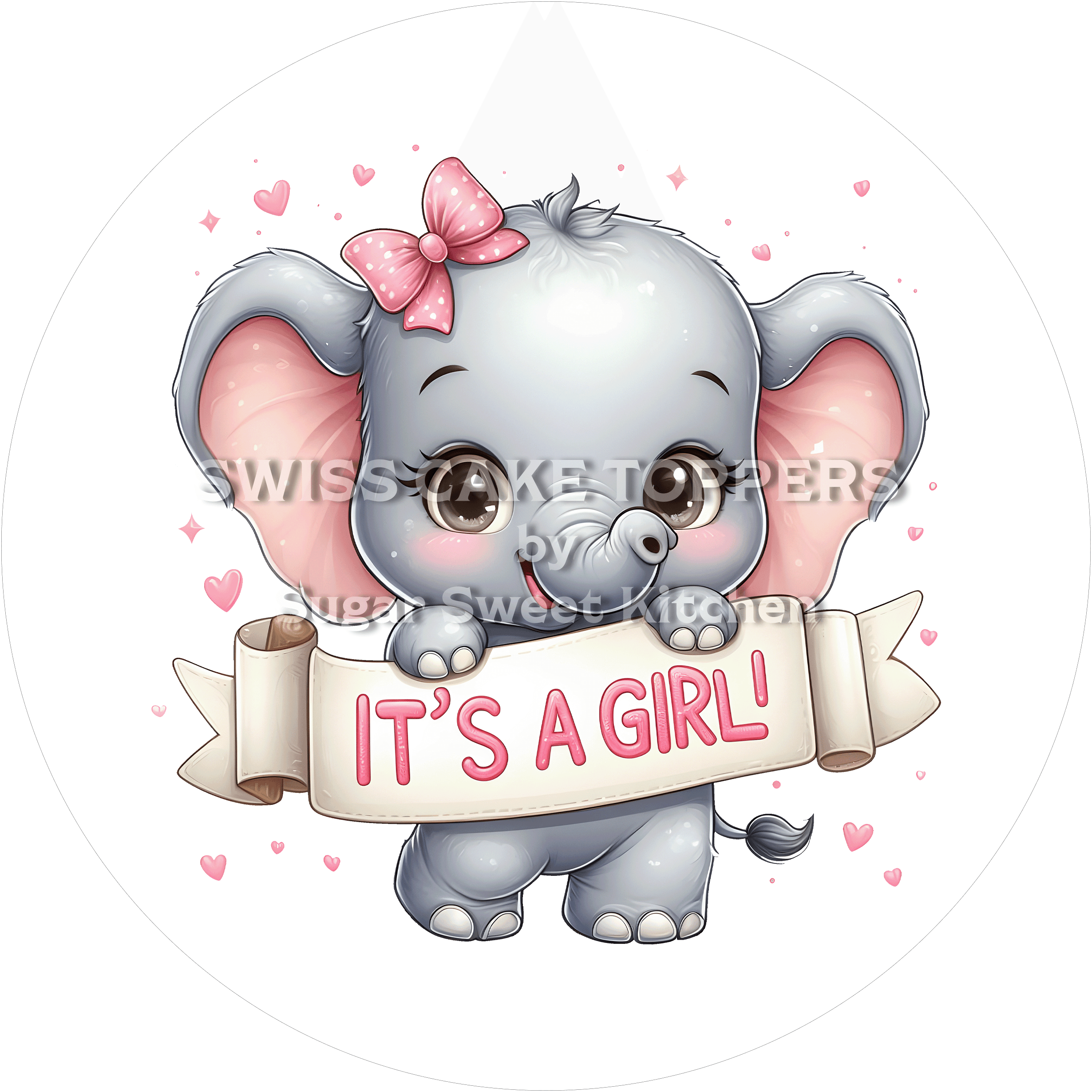 Niedliecher Tortenaufleger - It’s a Girl8 - personalisierbar - Fondant- Torten- & Cupcakeaufleger Sugar Sweet Kitchen