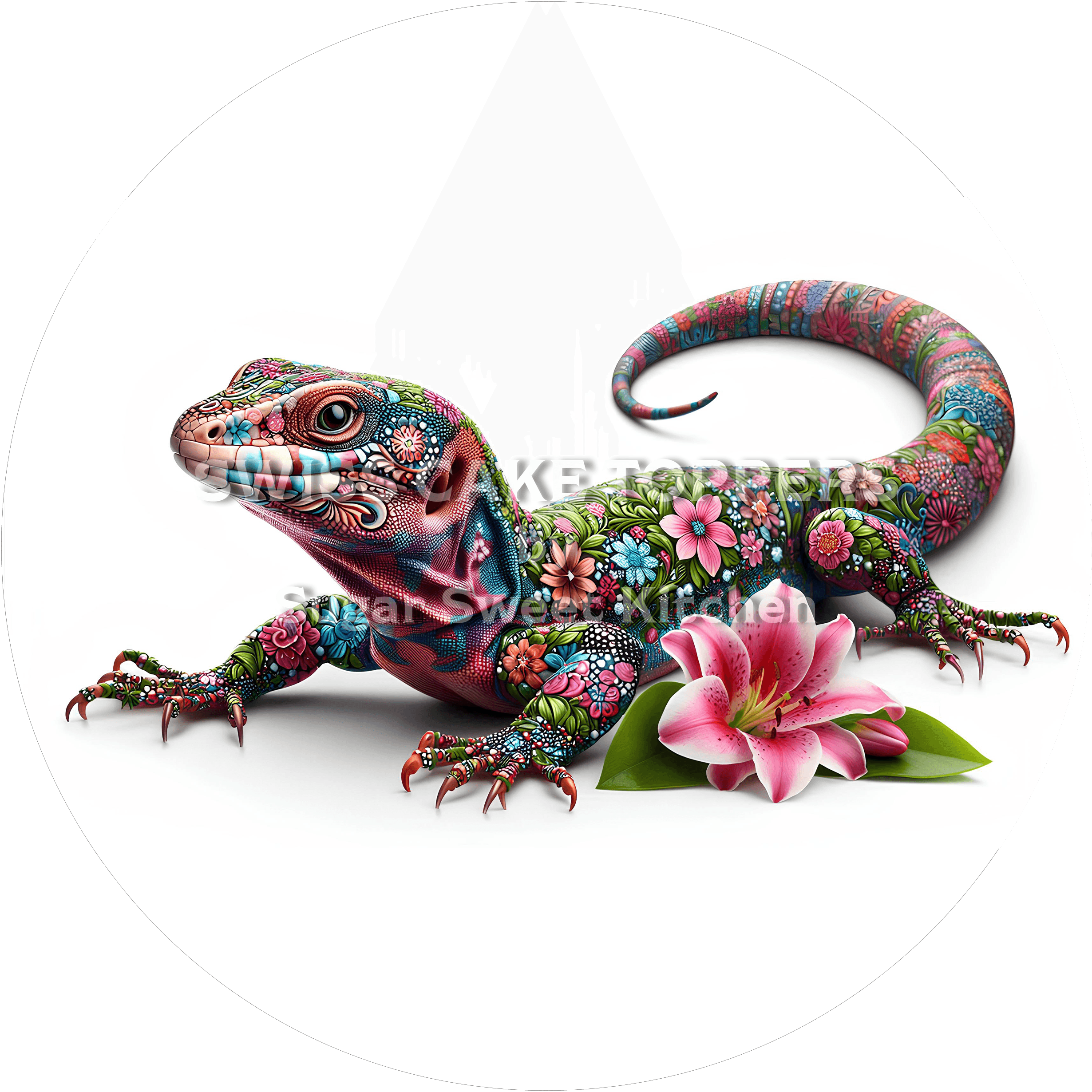 Origineller Echsen-Tortenaufleger2 - personalisierbar - Fondant- Torten- & Cupcakeaufleger Sugar Sweet Kitchen