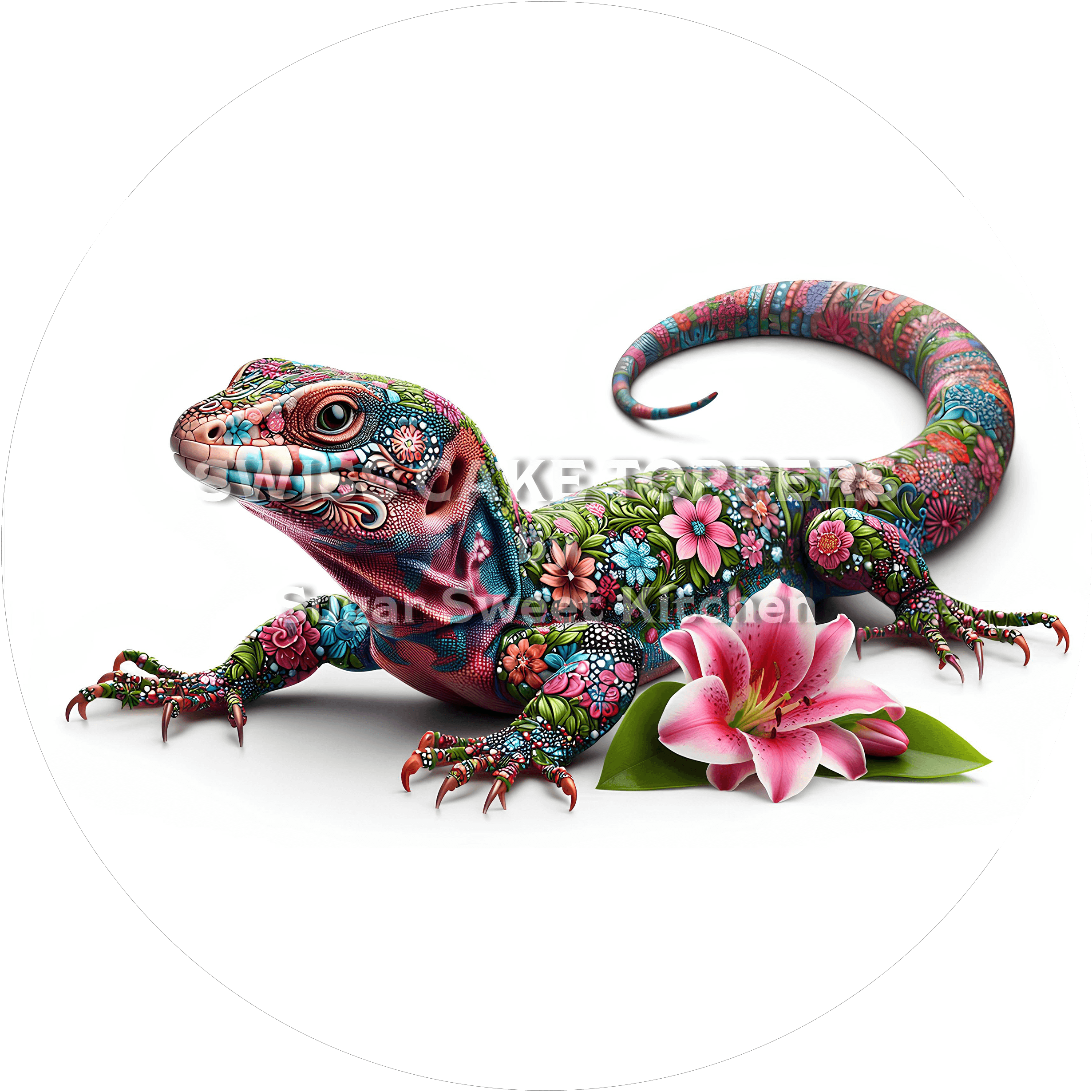 Origineller Echsen-Tortenaufleger2 - personalisierbar - Fondant- Torten- & Cupcakeaufleger Sugar Sweet Kitchen