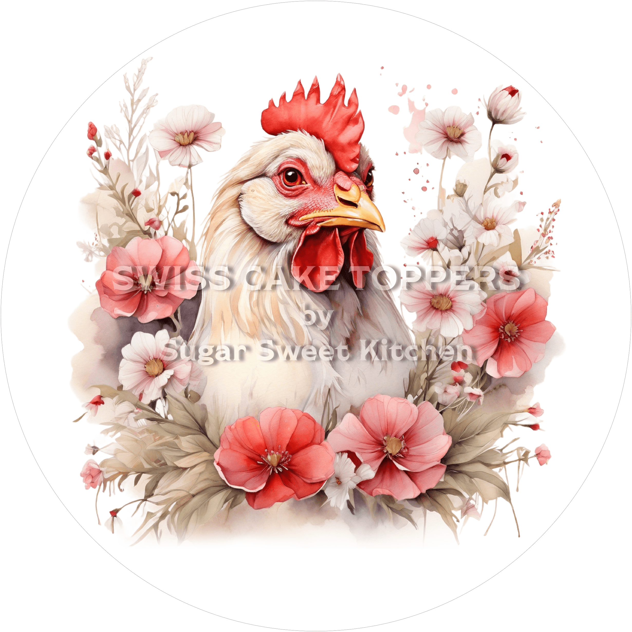 Origineller Hühner-Tortenaufleger1 - personalisierbar - Fondant- Torten- & Cupcakeaufleger Sugar Sweet Kitchen