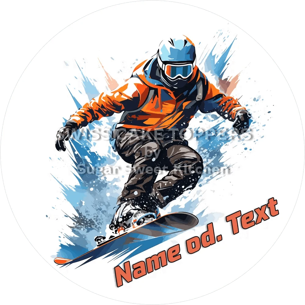 Origineller Snowboard-Tortenaufleger4 mit Name od. Text - Fondant- Torten- & Cupcakeaufleger Sugar Sweet Kitchen