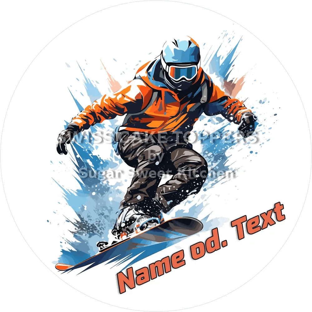 Origineller Snowboard-Tortenaufleger4 mit Name od. Text - Fondant- Torten- & Cupcakeaufleger Sugar Sweet Kitchen