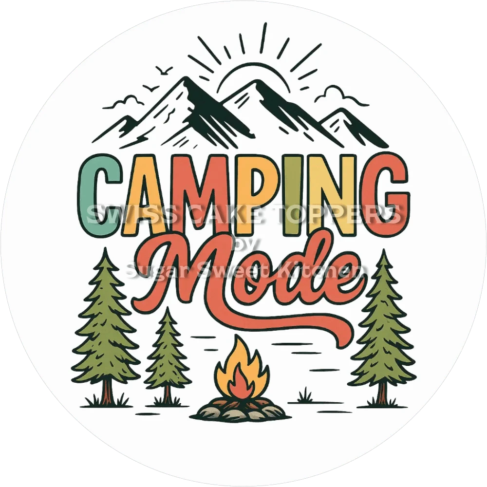 Origineller Tortenaufleger Camping6 - personalisierbar - Fondant- Torten- & Cupcakeaufleger Sugar Sweet Kitchen