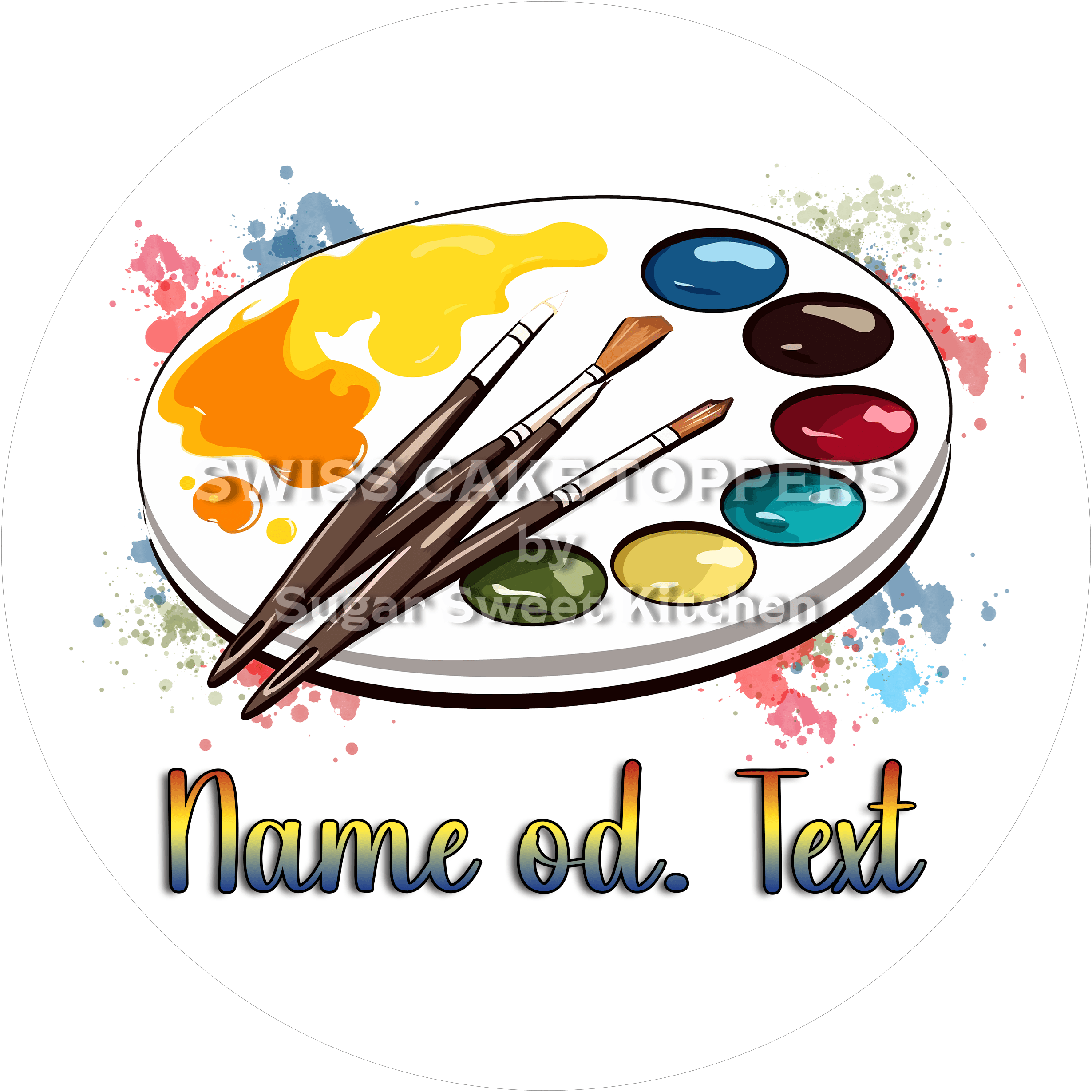 Origineller Tortenaufleger für Maler mit Namen od. Text - Fondant- Torten- & Cupcakeaufleger Sugar Sweet Kitchen