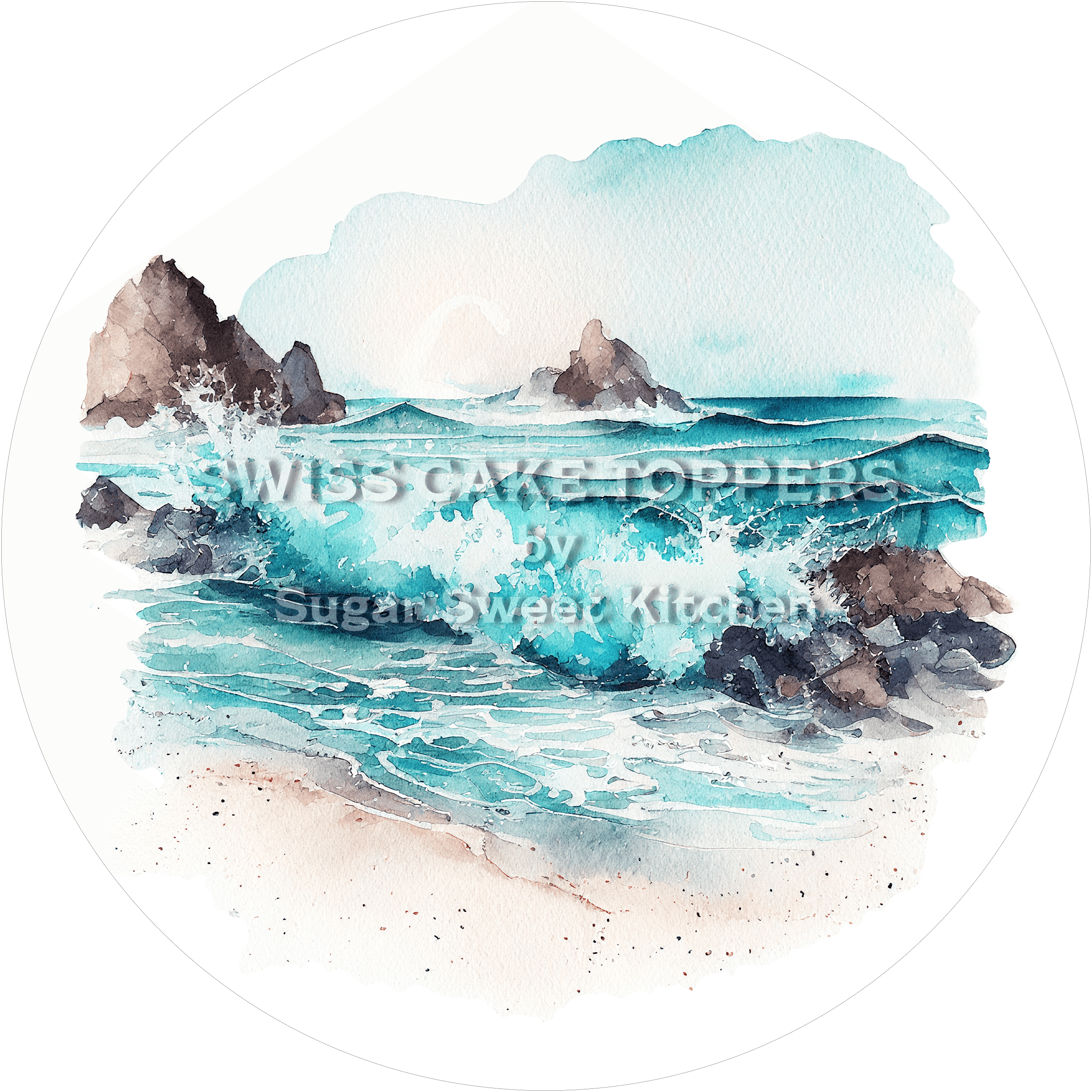 Origineller Tortenaufleger mit Seen- & Flussmotiven4 - personalisierbar - Fondant- Torten- Cupcakeaufleger Sugar Sweet