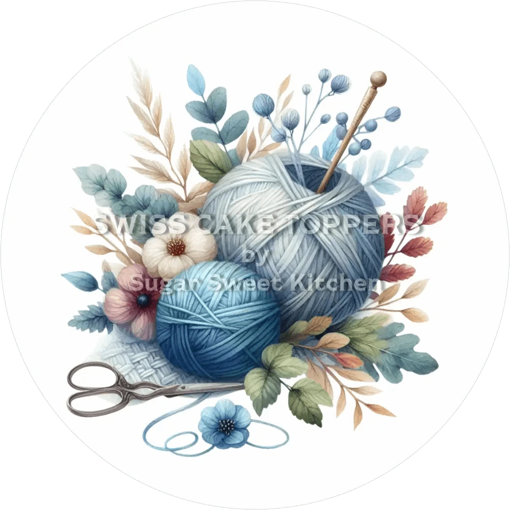 Origineller Tortenaufleger Stricken3 - personalisierbar - Fondant- Torten- & Cupcakeaufleger Sugar Sweet Kitchen