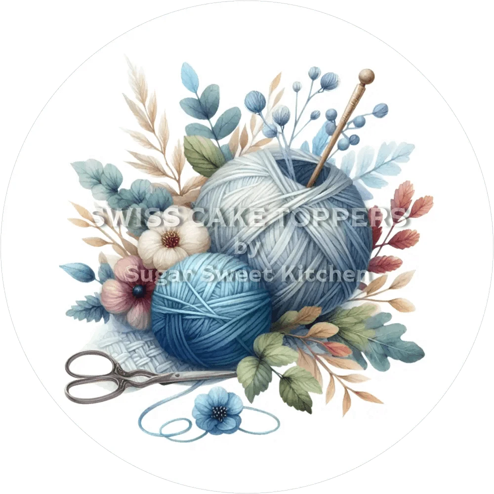 Origineller Tortenaufleger Stricken3 - personalisierbar - Fondant- Torten- & Cupcakeaufleger Sugar Sweet Kitchen