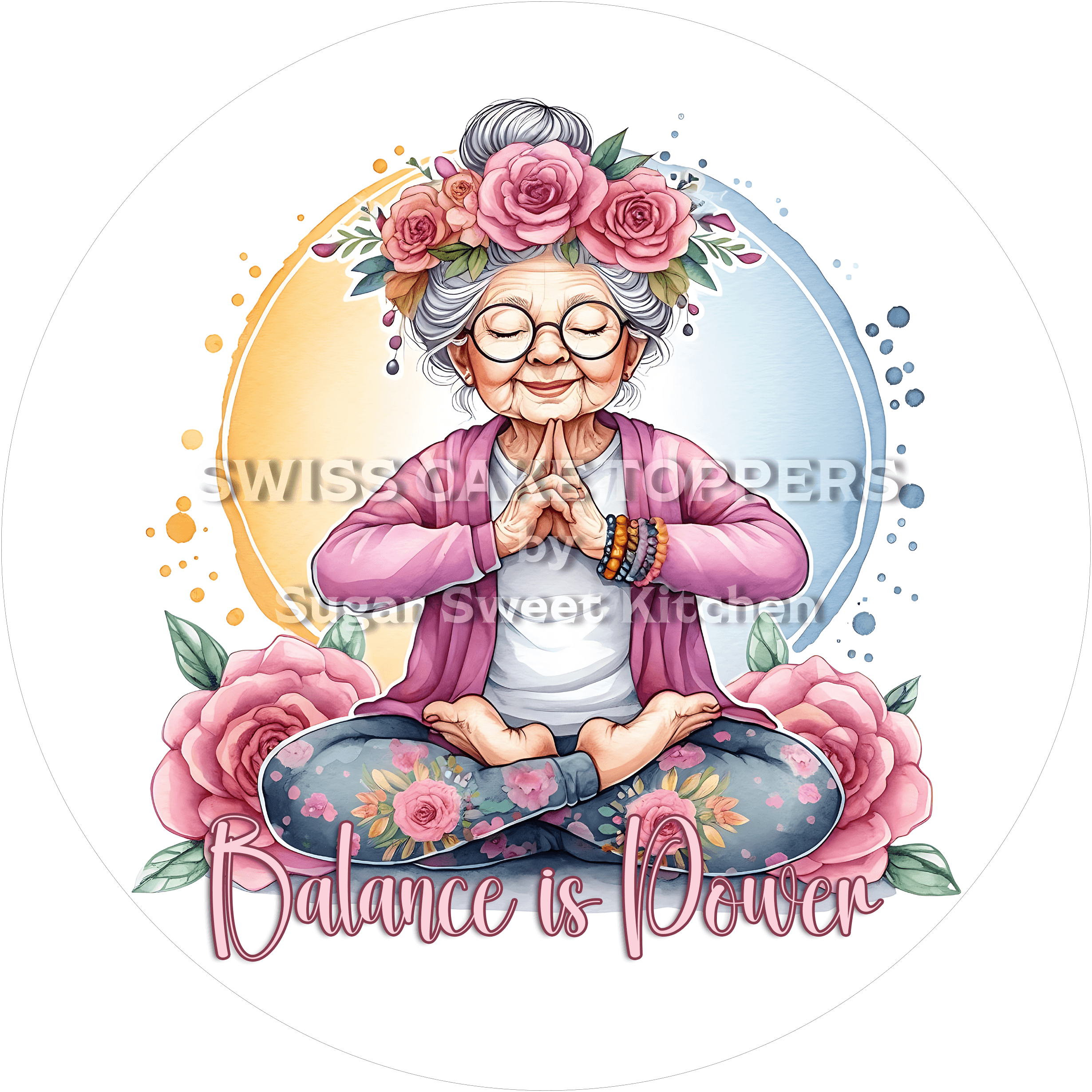 Origineller Yoga-Tortenaufleger8 - personalisierbar - Fondant- Torten- & Cupcakeaufleger Sugar Sweet Kitchen