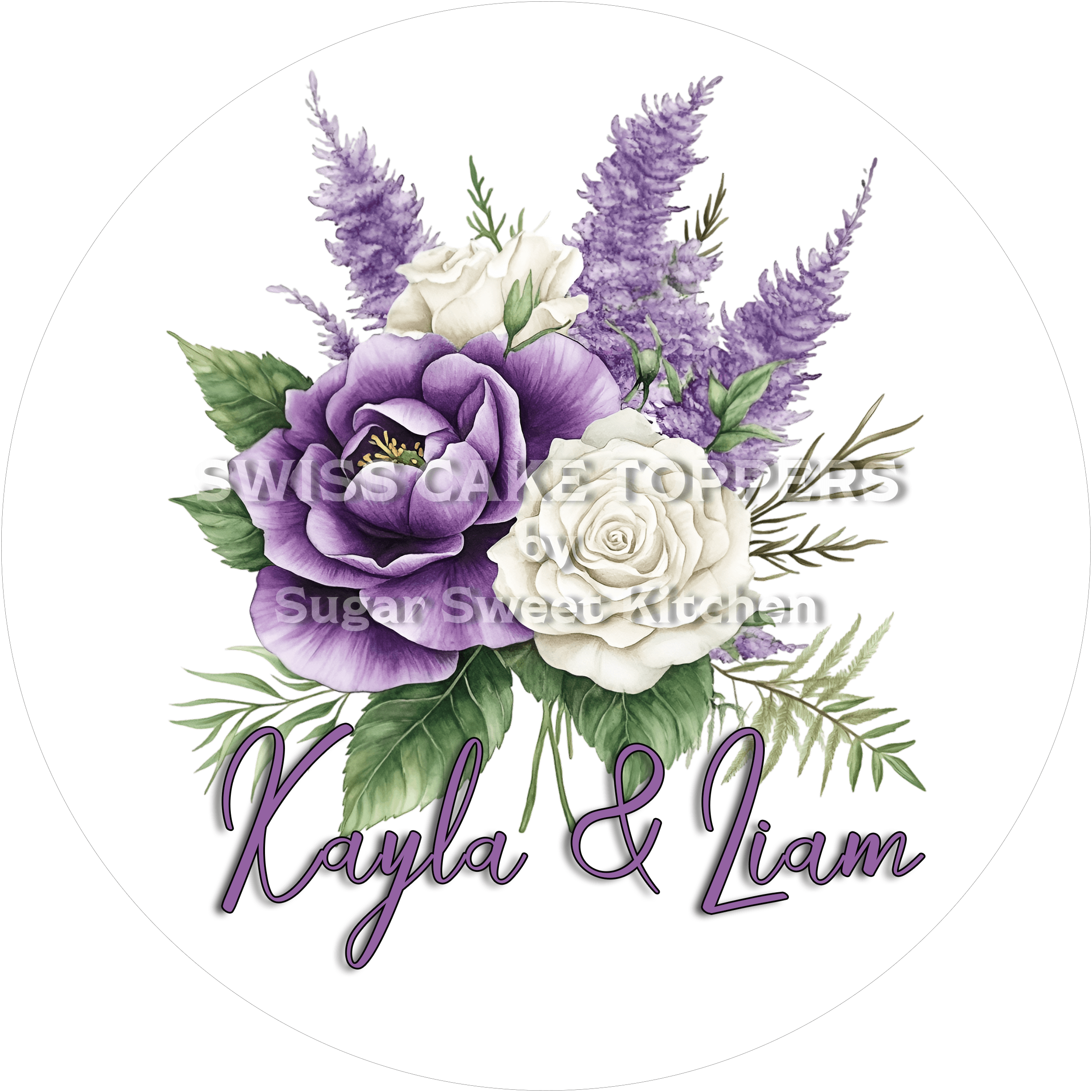 Personalisierter Hochzeits-Tortenaufleger mit Namen - Fondant- Torten- & Cupcakeaufleger Sugar Sweet Kitchen