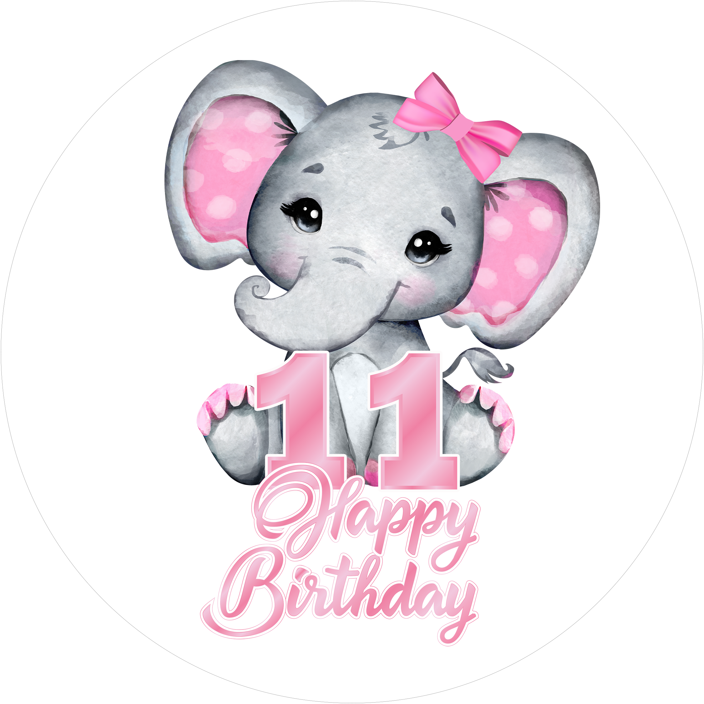 Pink Elefants-Tortenaufleger mit Zahl 11 - personalisierbar - Fondant- Torten- & Cupcakeaufleger Sugar Sweet Kitchen