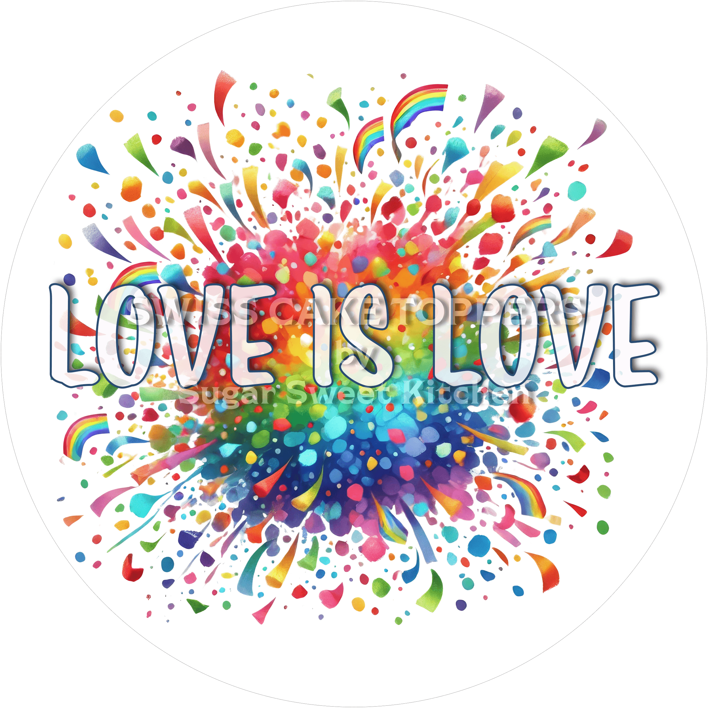 Pride-Tortenaufleger Love is - personalisierbar - Fondant- Torten- & Cupcakeaufleger Sugar Sweet Kitchen