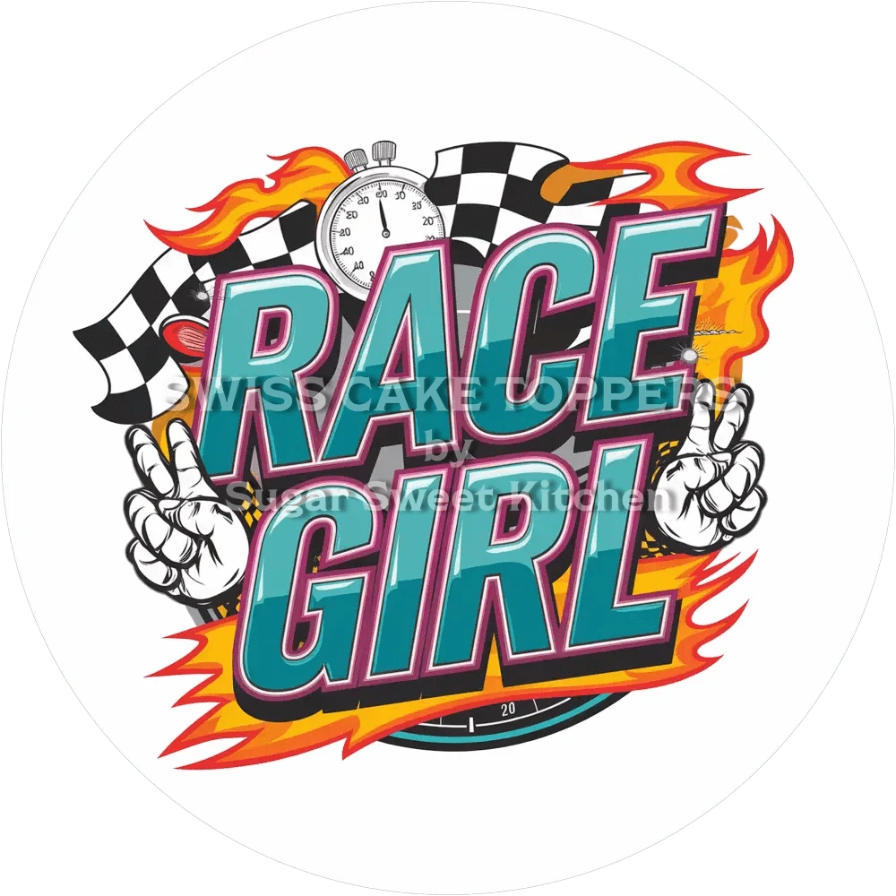 Race-Girl-Tortenaufleger5 - personalisierbar - Fondant- Torten- & Cupcakeaufleger Sugar Sweet Kitchen