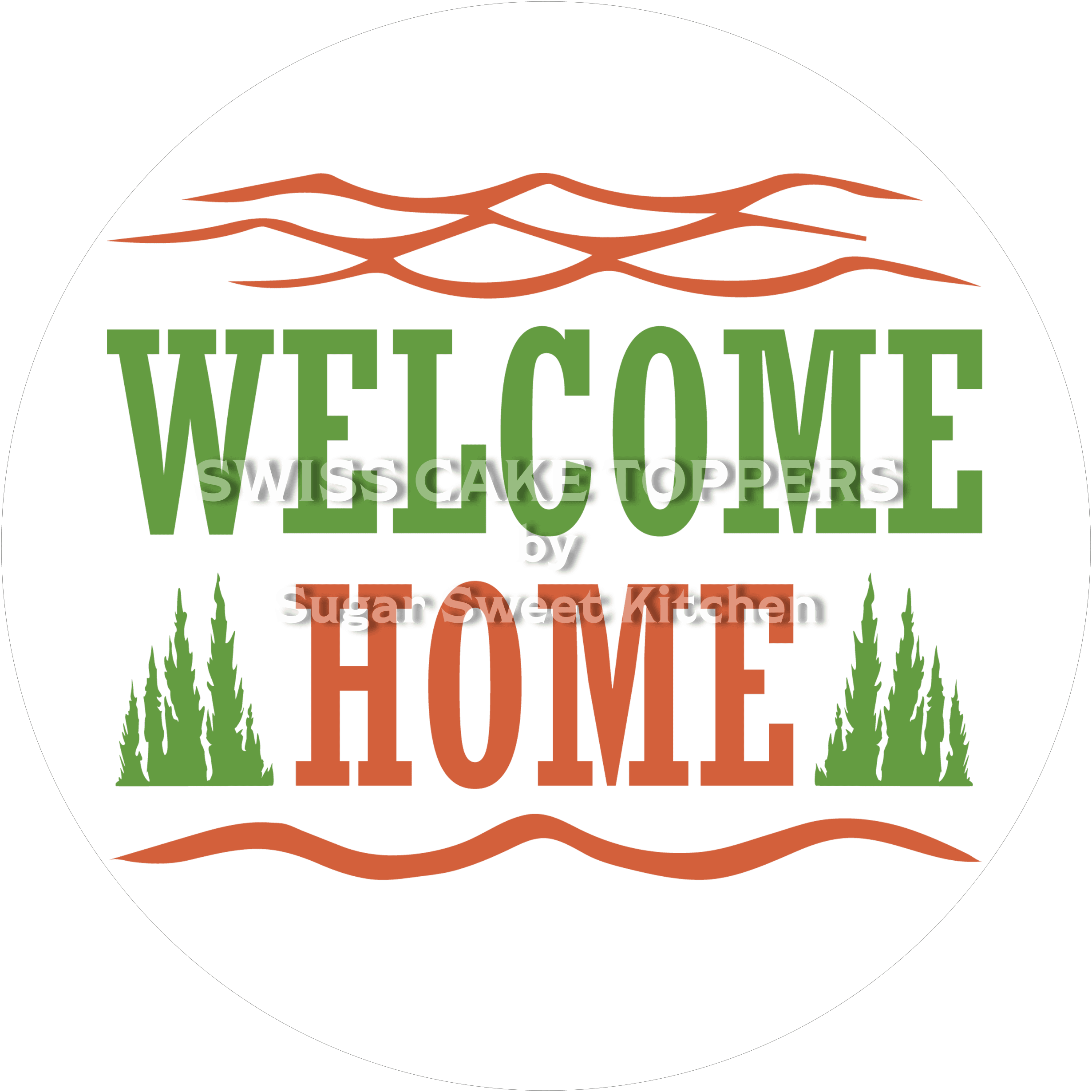 Rustikaler Welcome-Tortenaufleger 2 - personalisierbar - Fondant- Torten- & Cupcakeaufleger Sugar Sweet Kitchen