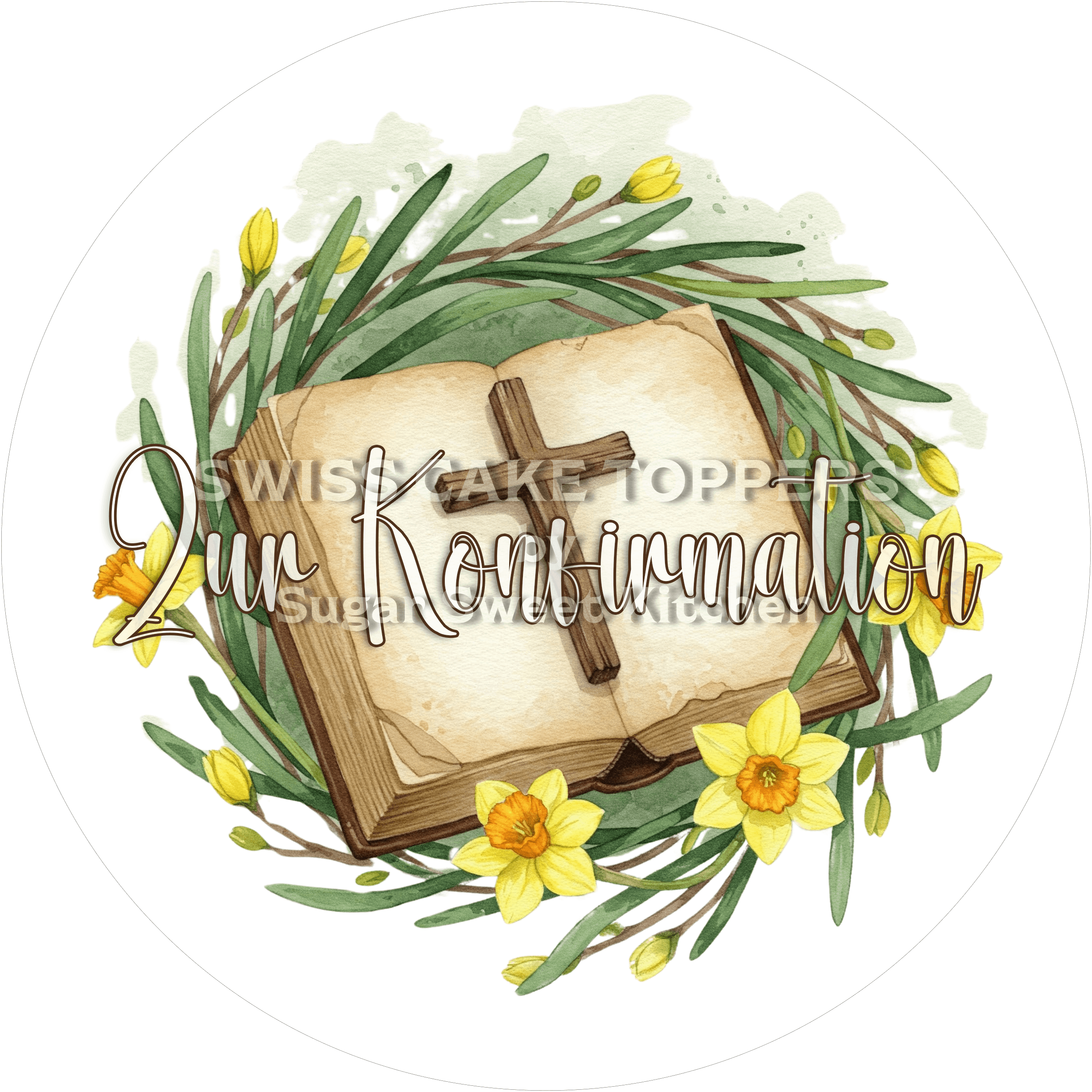 Schlichter Tortenaufleger Konfirmation1 - personalisierbar - Fondant- Torten- & Cupcakeaufleger Sugar Sweet Kitchen