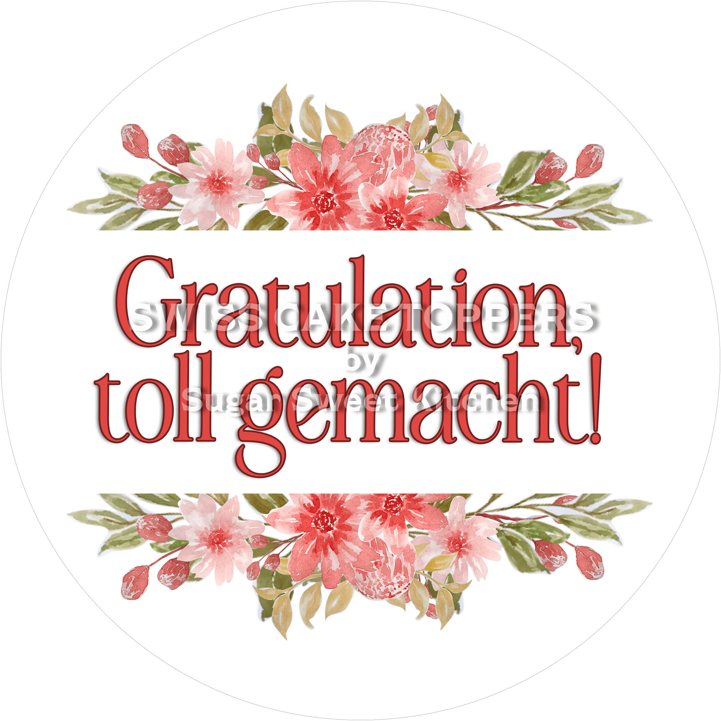 Schöner Abschluss- & Prüfungs-Tortenaufleger9 - personalisierbar - Fondant- Torten- Cupcakeaufleger Sugar Sweet Kitchen