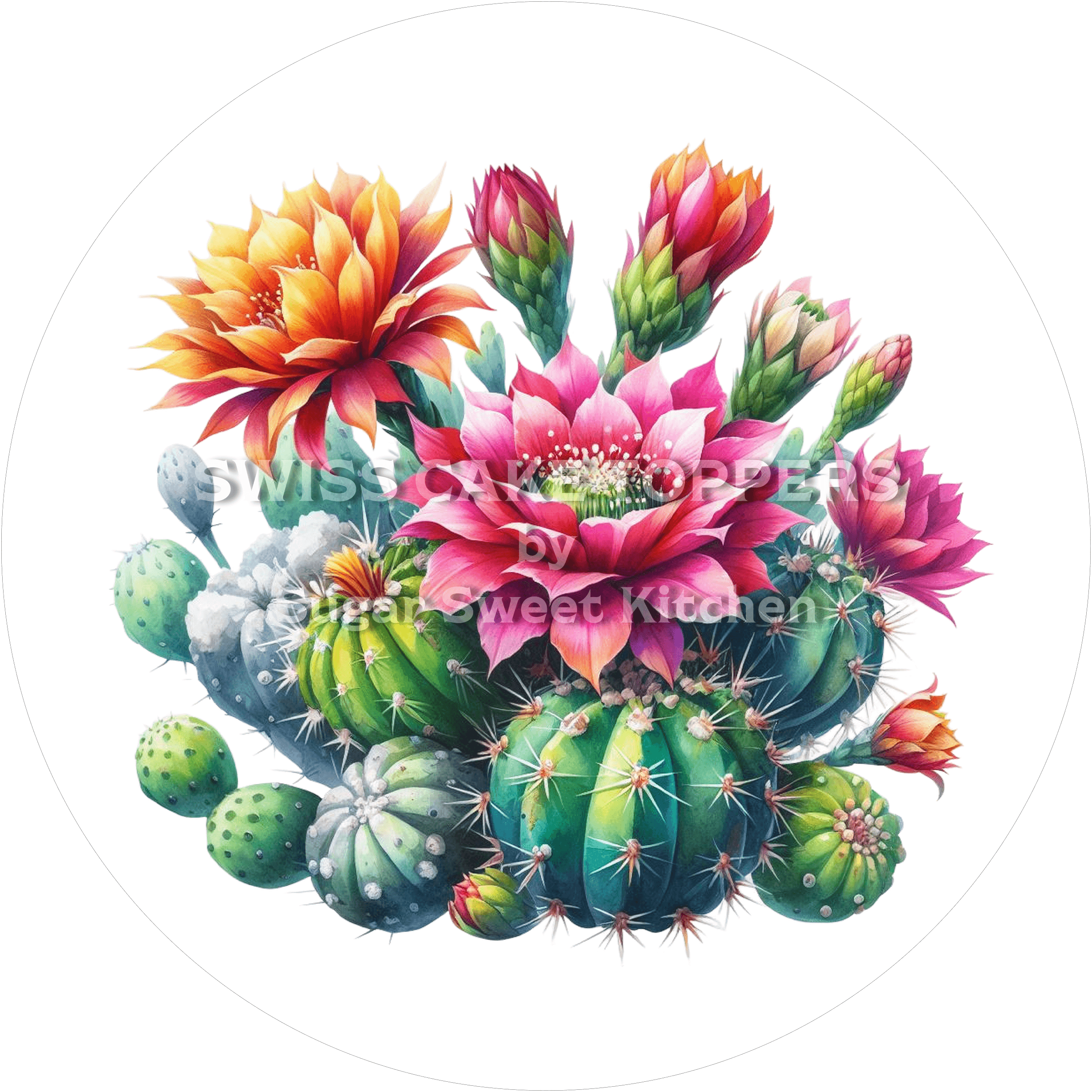 Schöner Kakteen-Tortenaufleger8 - personalisierbar - Fondant- Torten- & Cupcakeaufleger Sugar Sweet Kitchen