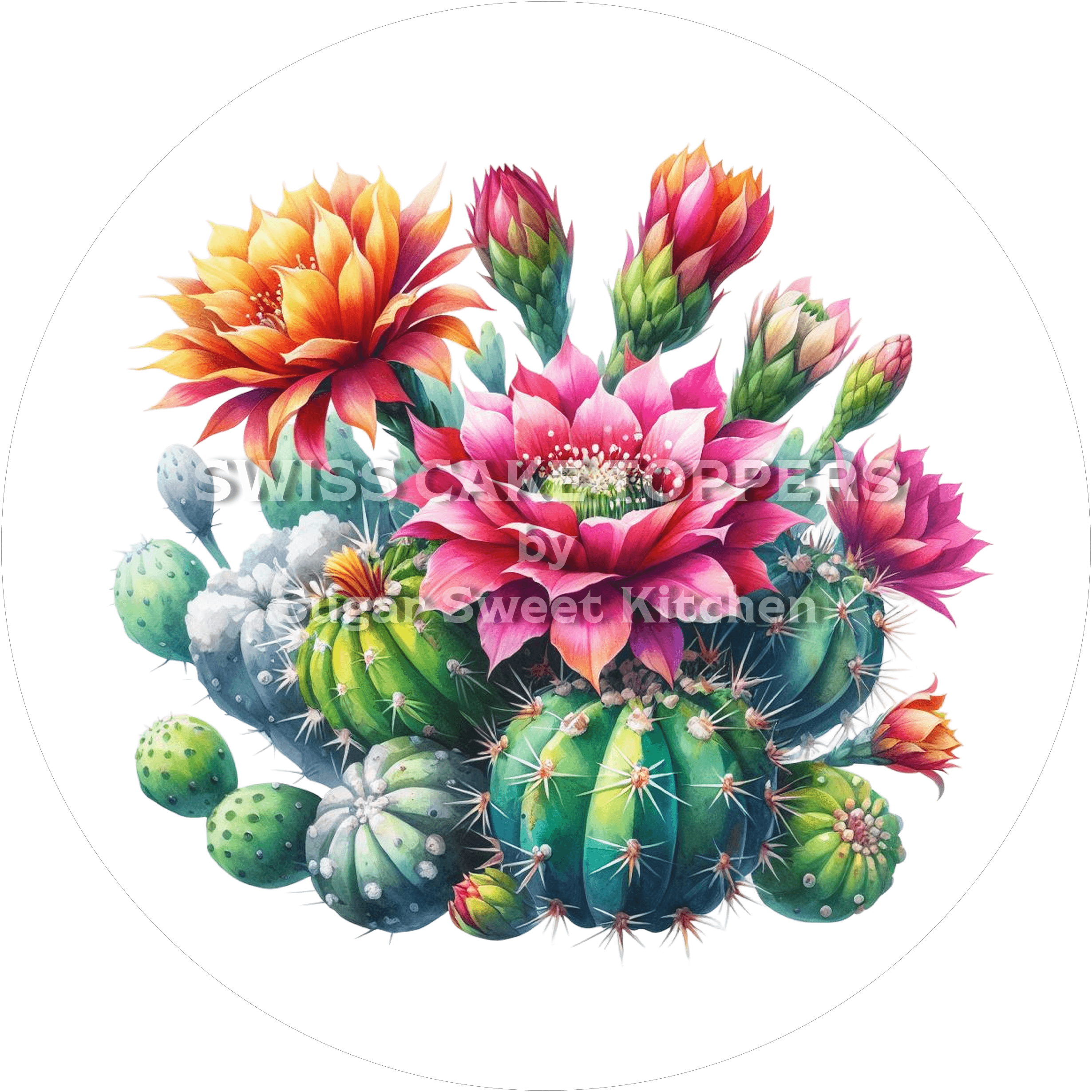 Schöner Kakteen-Tortenaufleger8 - personalisierbar - Fondant- Torten- & Cupcakeaufleger Sugar Sweet Kitchen