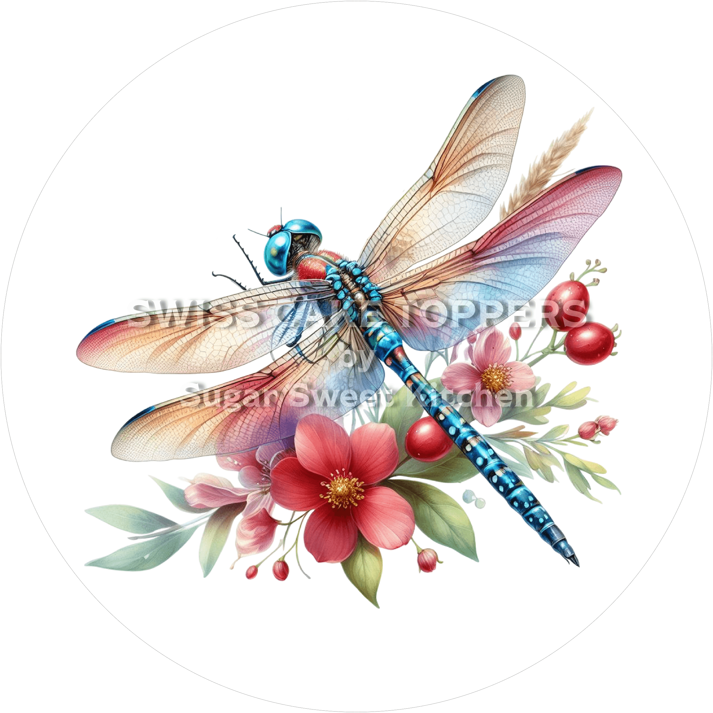 Schöner Libellen-Tortenaufleger1 - personalisierbar - Fondant- Torten- & Cupcakeaufleger Sugar Sweet Kitchen