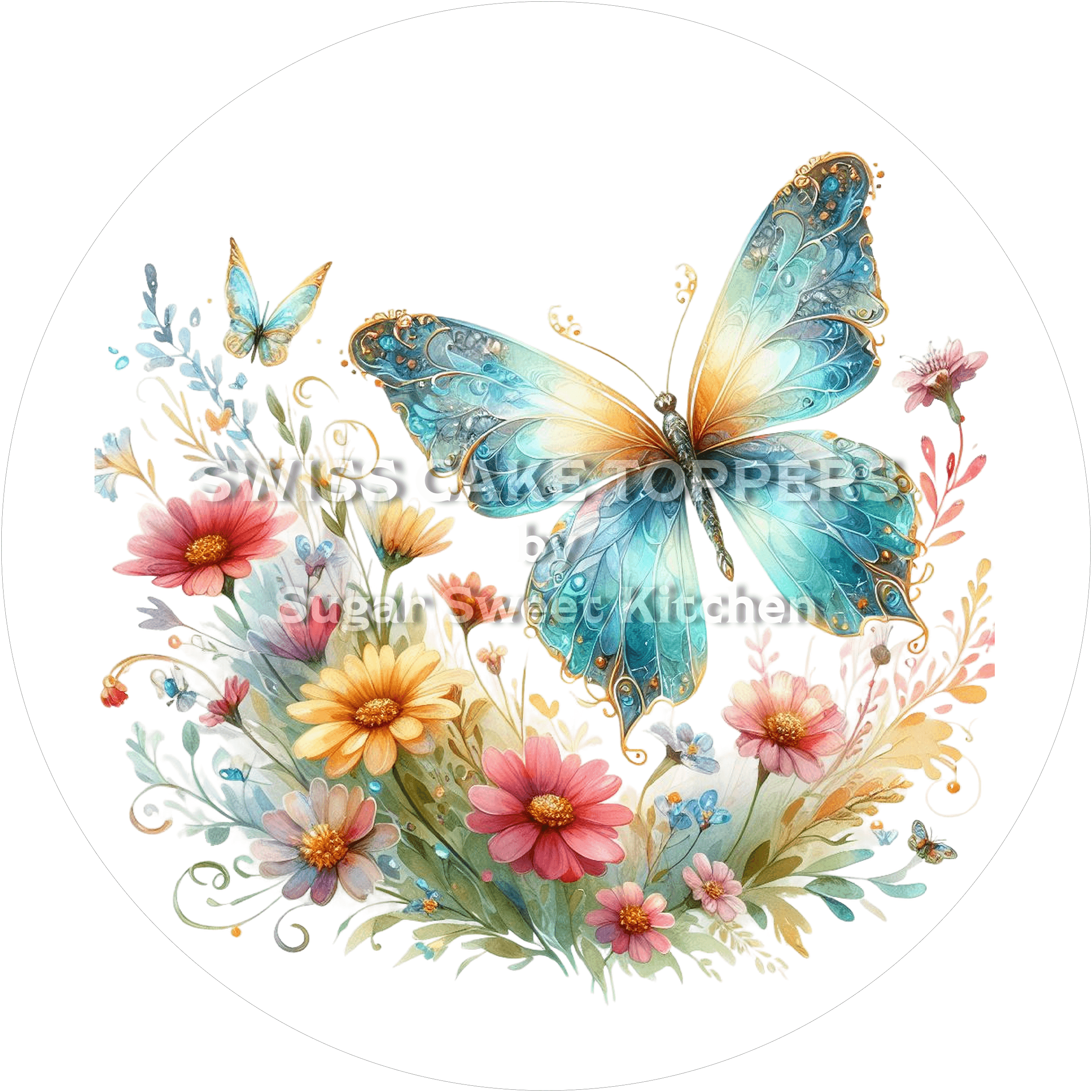 Schöner Schmetterling-Tortenaufleger2 - personalisierbar - Fondant- Torten- & Cupcakeaufleger Sugar Sweet Kitchen