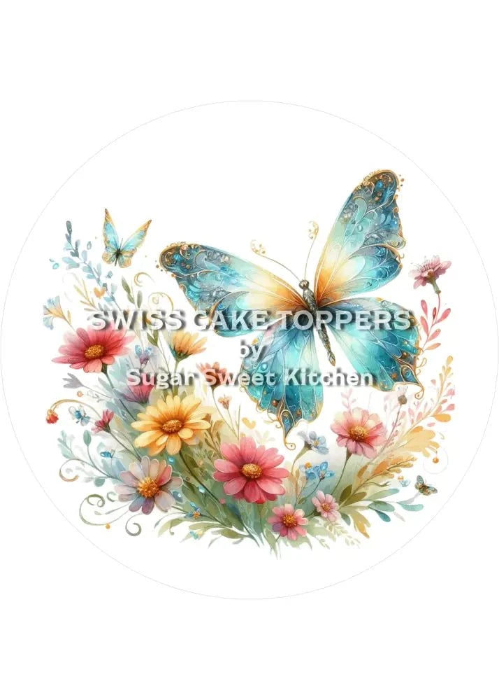 Schöner Schmetterling-Tortenaufleger2 - personalisierbar - Fondant- Torten- & Cupcakeaufleger Sugar Sweet Kitchen