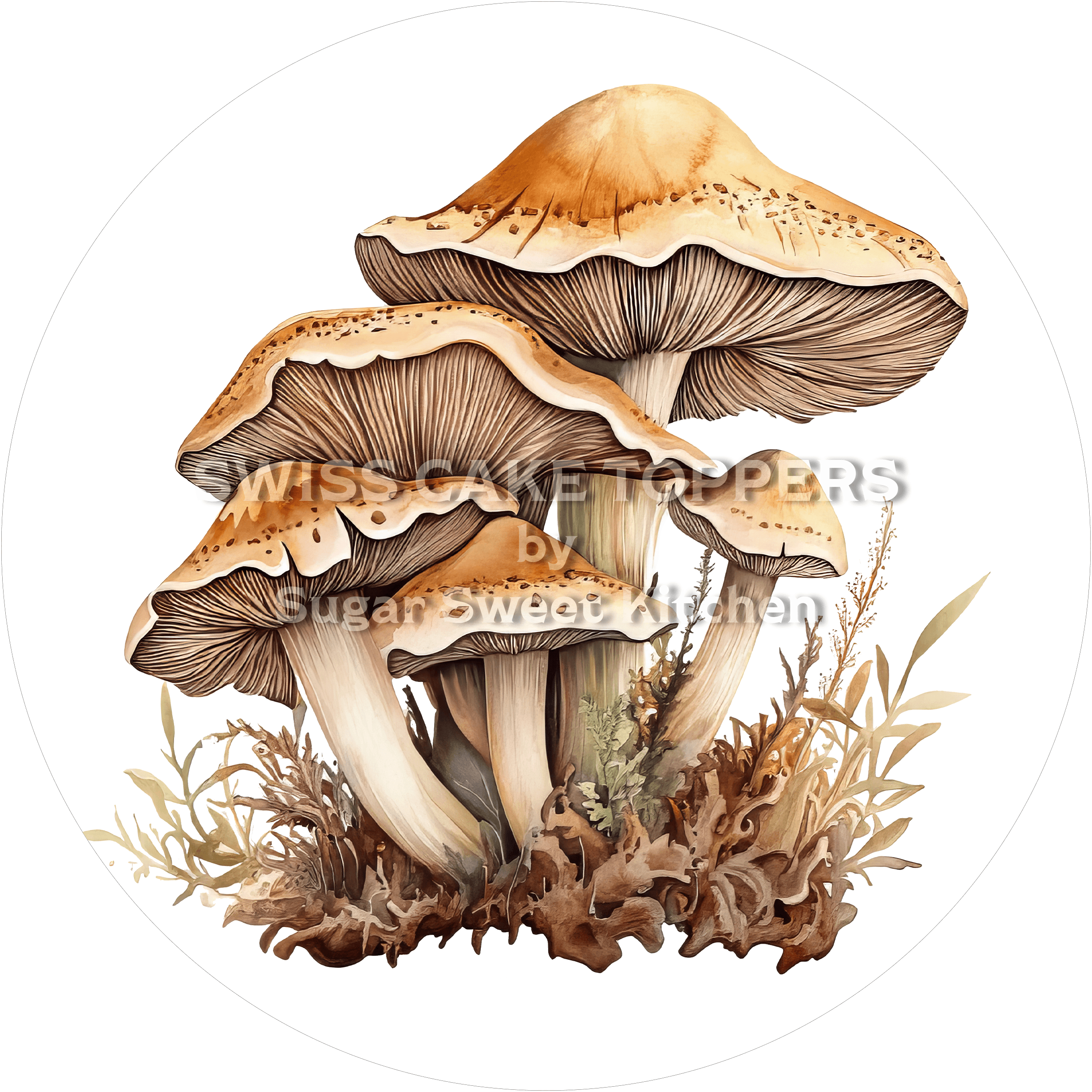 Schöner Tortenaufleger mit Pilzen4 - personalisierbar - Fondant- Torten- & Cupcakeaufleger Sugar Sweet Kitchen