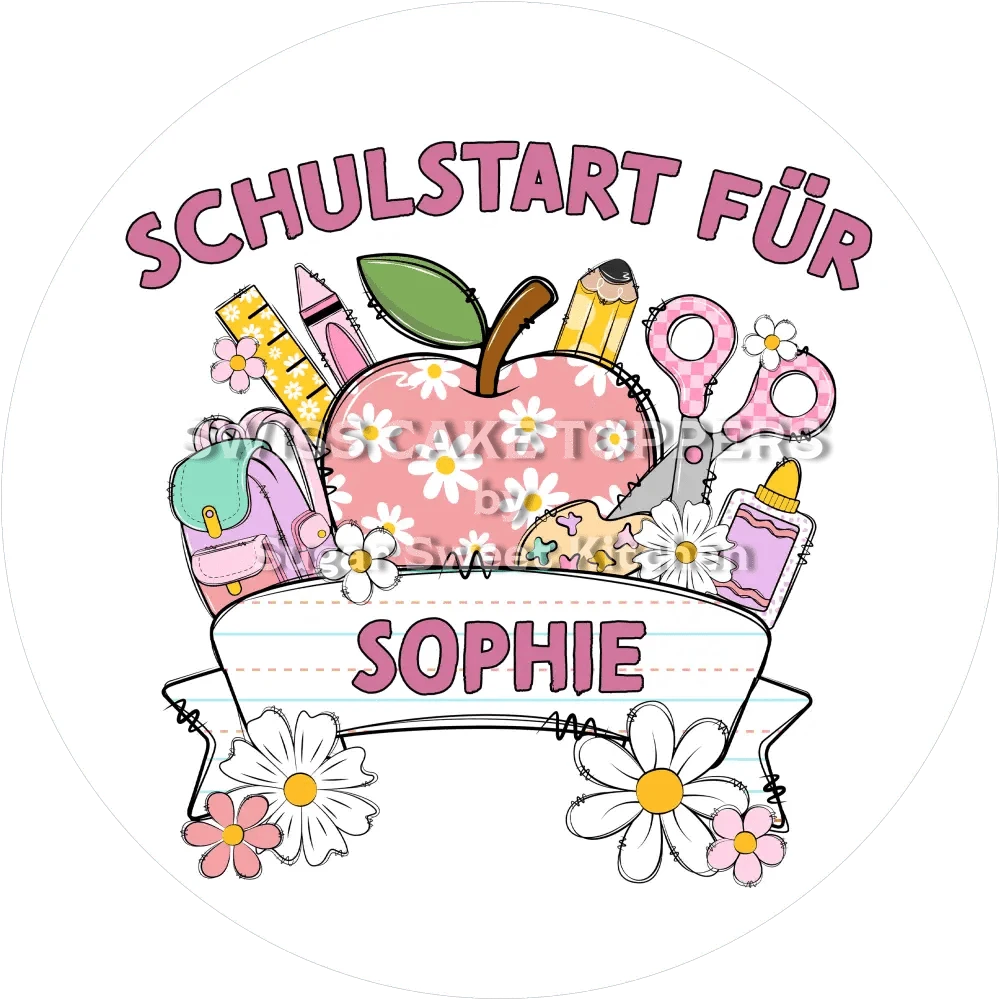Schulstart-Tortenaufleger3 mit Namen - Fondant- Torten- & Cupcakeaufleger Sugar Sweet Kitchen