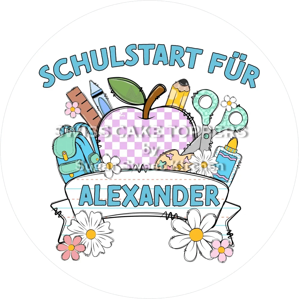 Schulstart-Tortenaufleger4 mit Namen - Fondant- Torten- & Cupcakeaufleger Sugar Sweet Kitchen