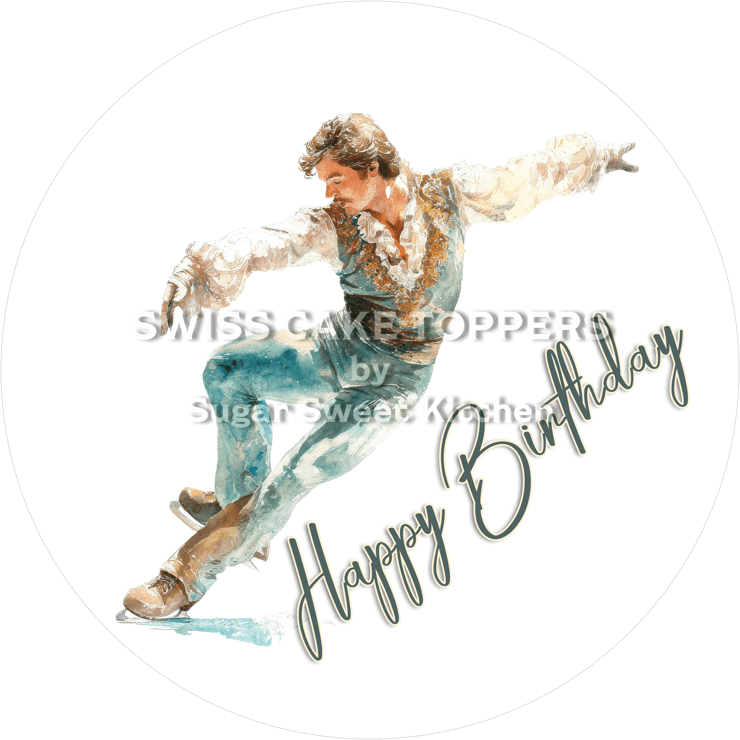 Sport-Tortenaufleger Eiskunstlauf7 - personalisierbar - Fondant- Torten- & Cupcakeaufleger Sugar Sweet Kitchen