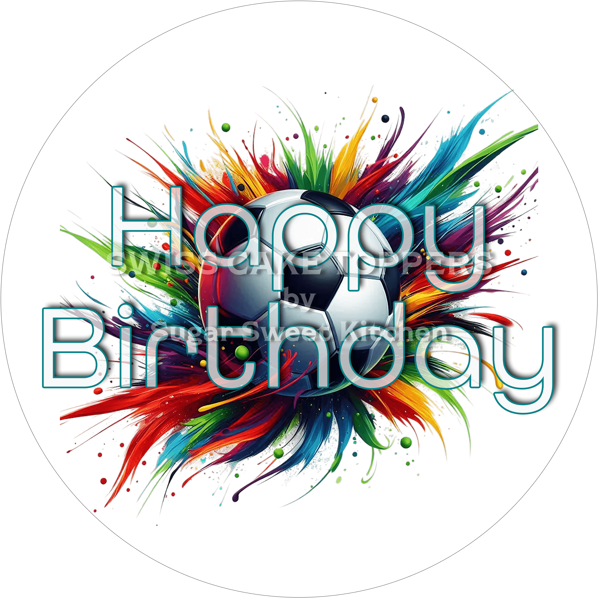 Sport-Tortenaufleger Fussball2 - personalisierbar - Fondant- Torten- & Cupcakeaufleger Sugar Sweet Kitchen