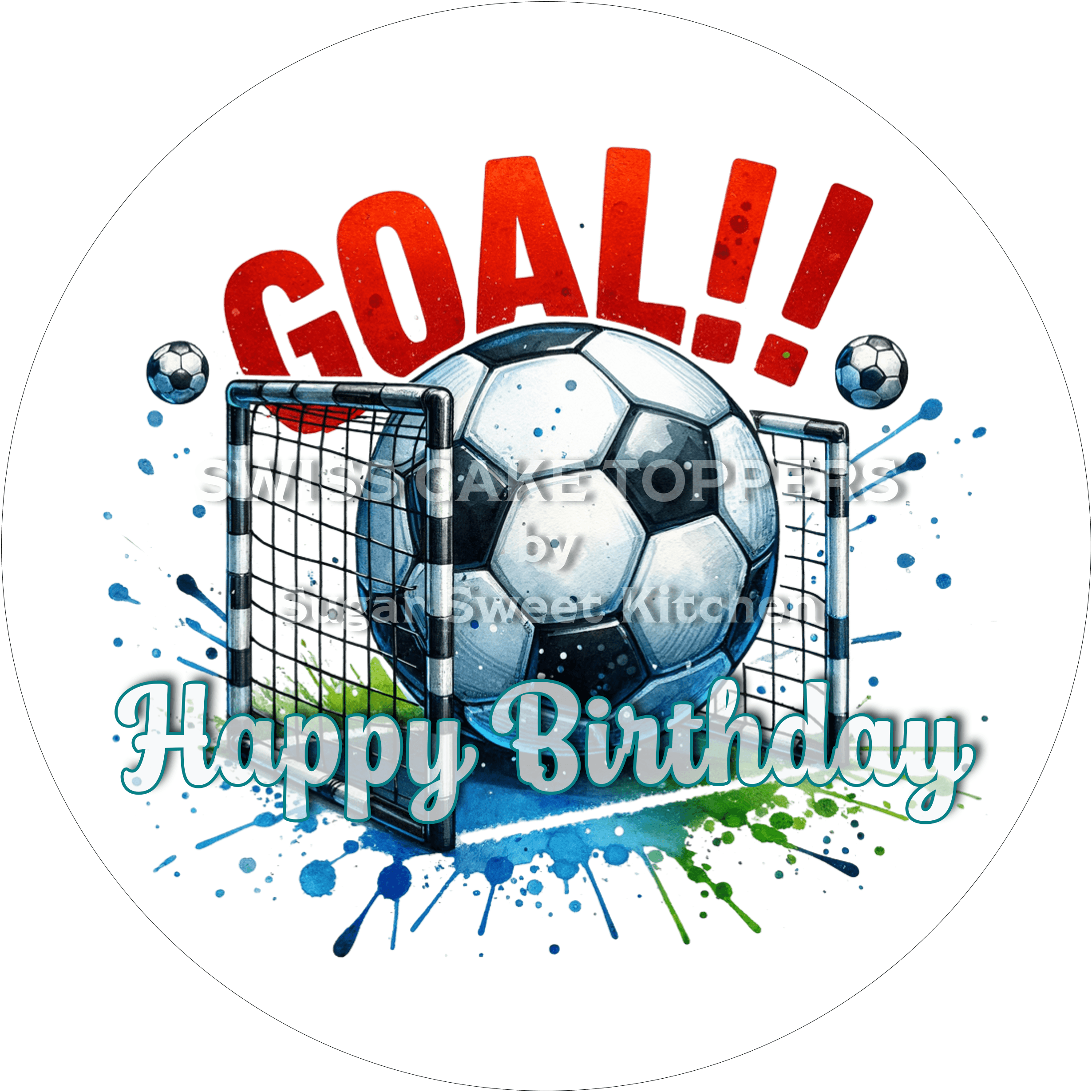 Sport-Tortenaufleger Fussball3 - personalisierbar - Fondant- Torten- & Cupcakeaufleger Sugar Sweet Kitchen