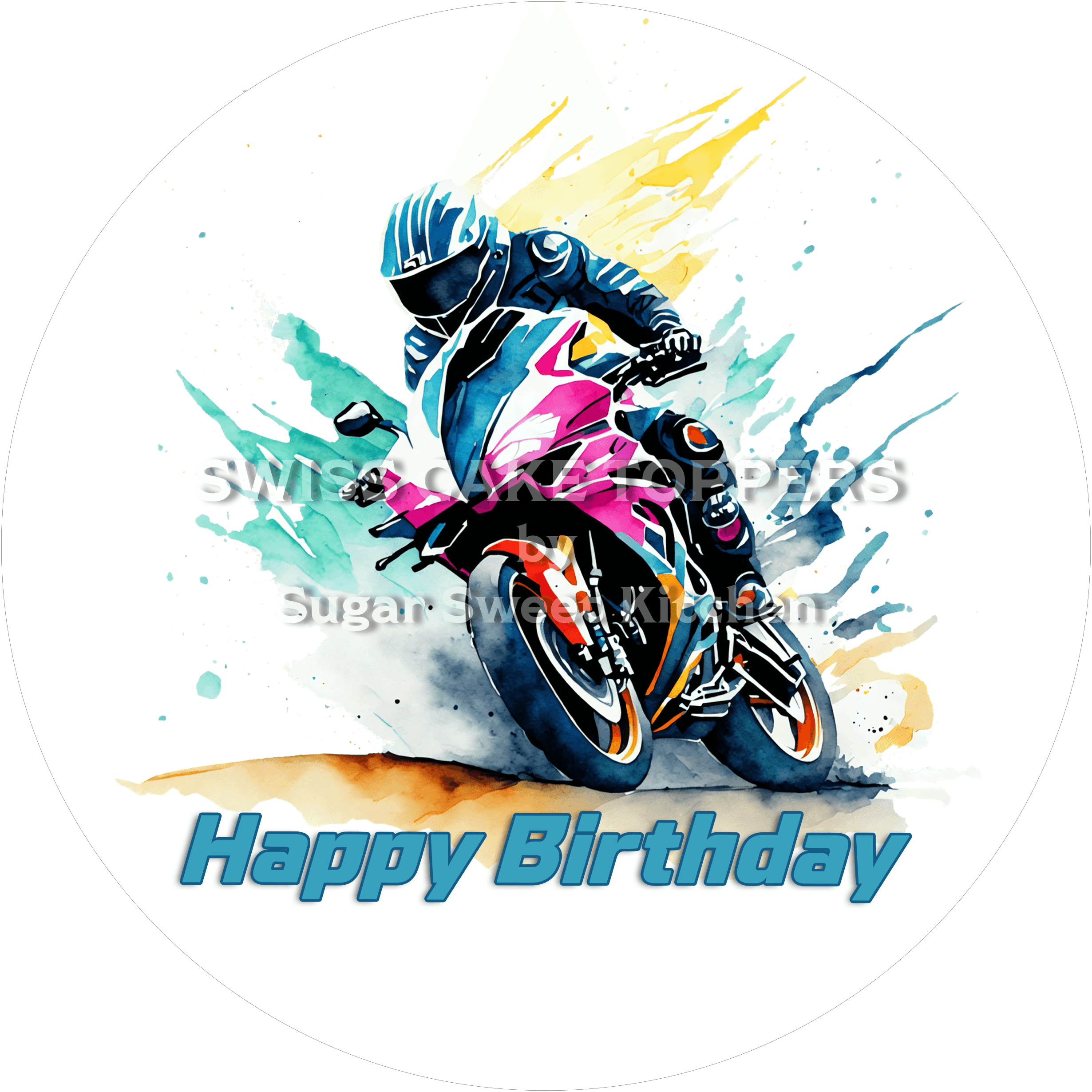 Sport-Tortenaufleger MotoRacing3 - personalisierbar - Fondant- Torten- & Cupcakeaufleger Sugar Sweet Kitchen