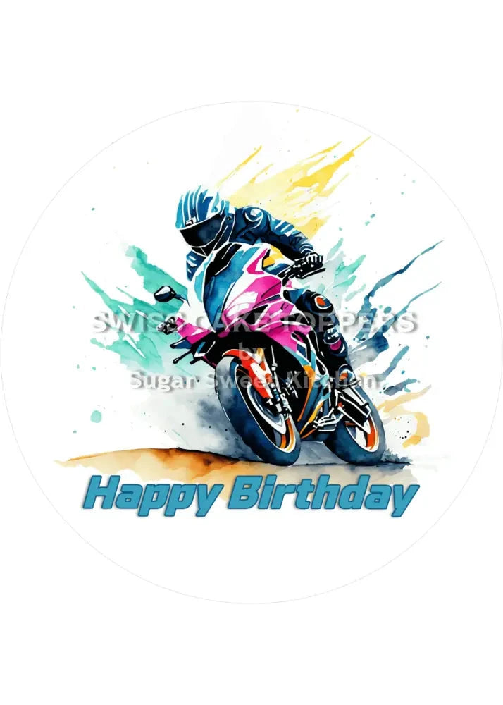 Sport-Tortenaufleger MotoRacing3 - personalisierbar - Fondant- Torten- & Cupcakeaufleger Sugar Sweet Kitchen