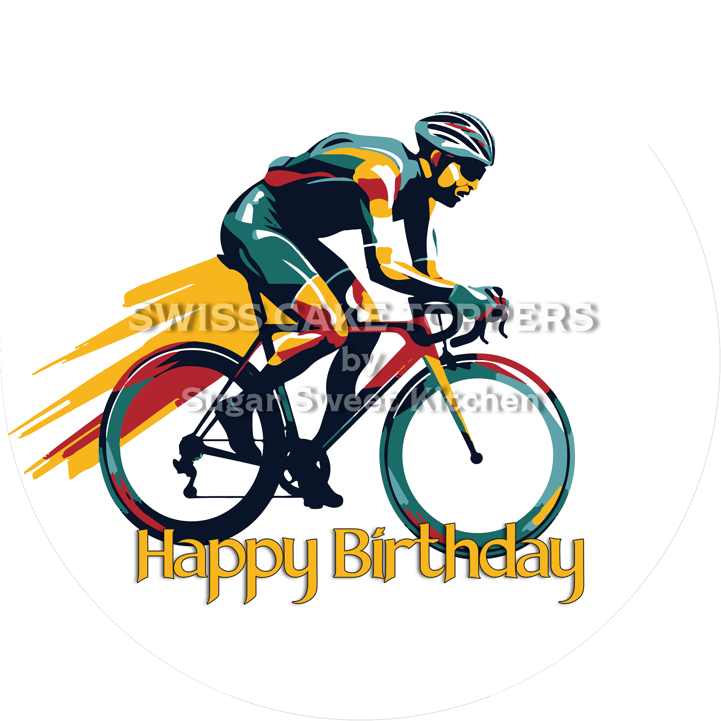 Sport-Tortenaufleger Radrennen3 - personalisierbar - Fondant- Torten- & Cupcakeaufleger Sugar Sweet Kitchen