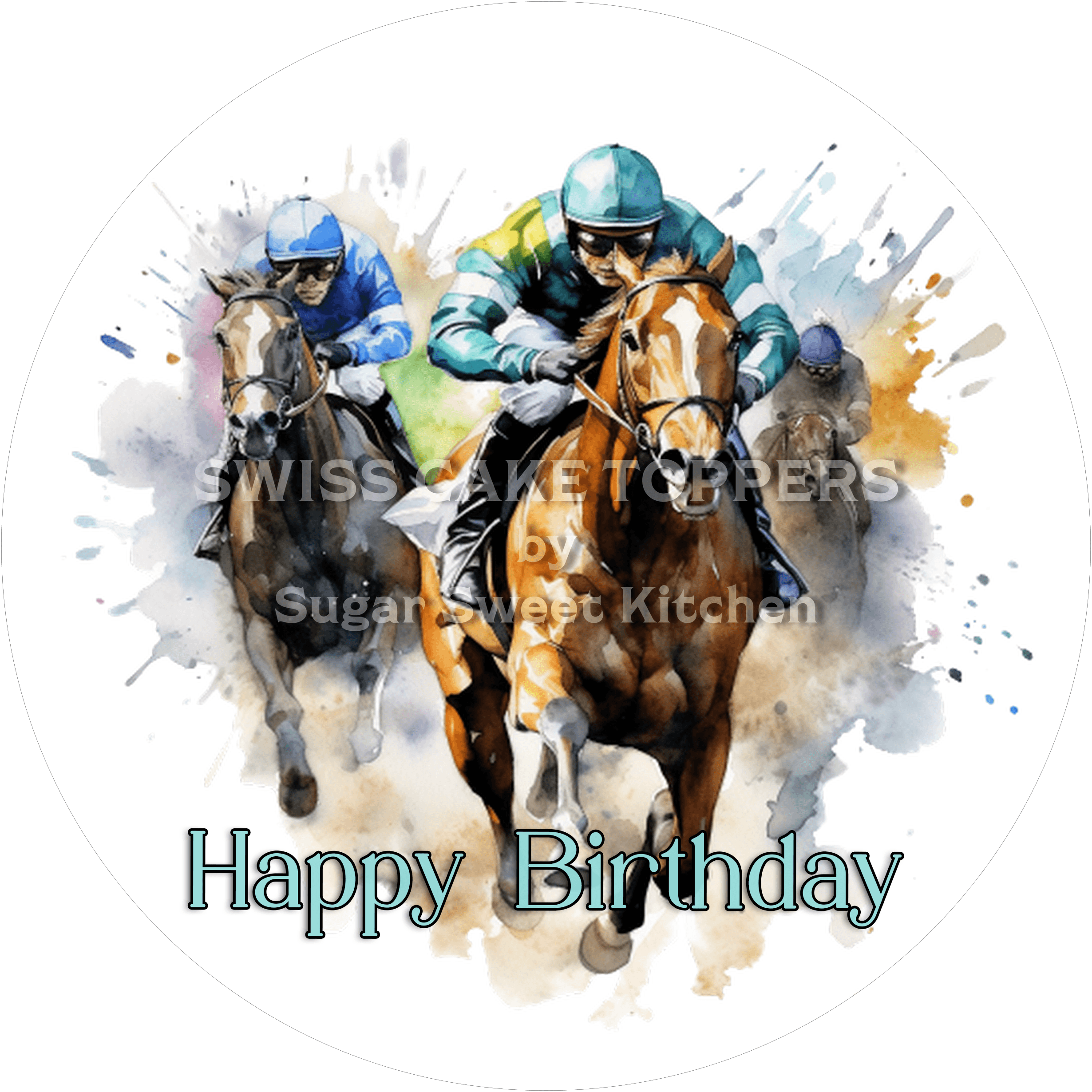 Sport-Tortenaufleger Reiten1 - personalisierbar - Fondant- Torten- & Cupcakeaufleger Sugar Sweet Kitchen