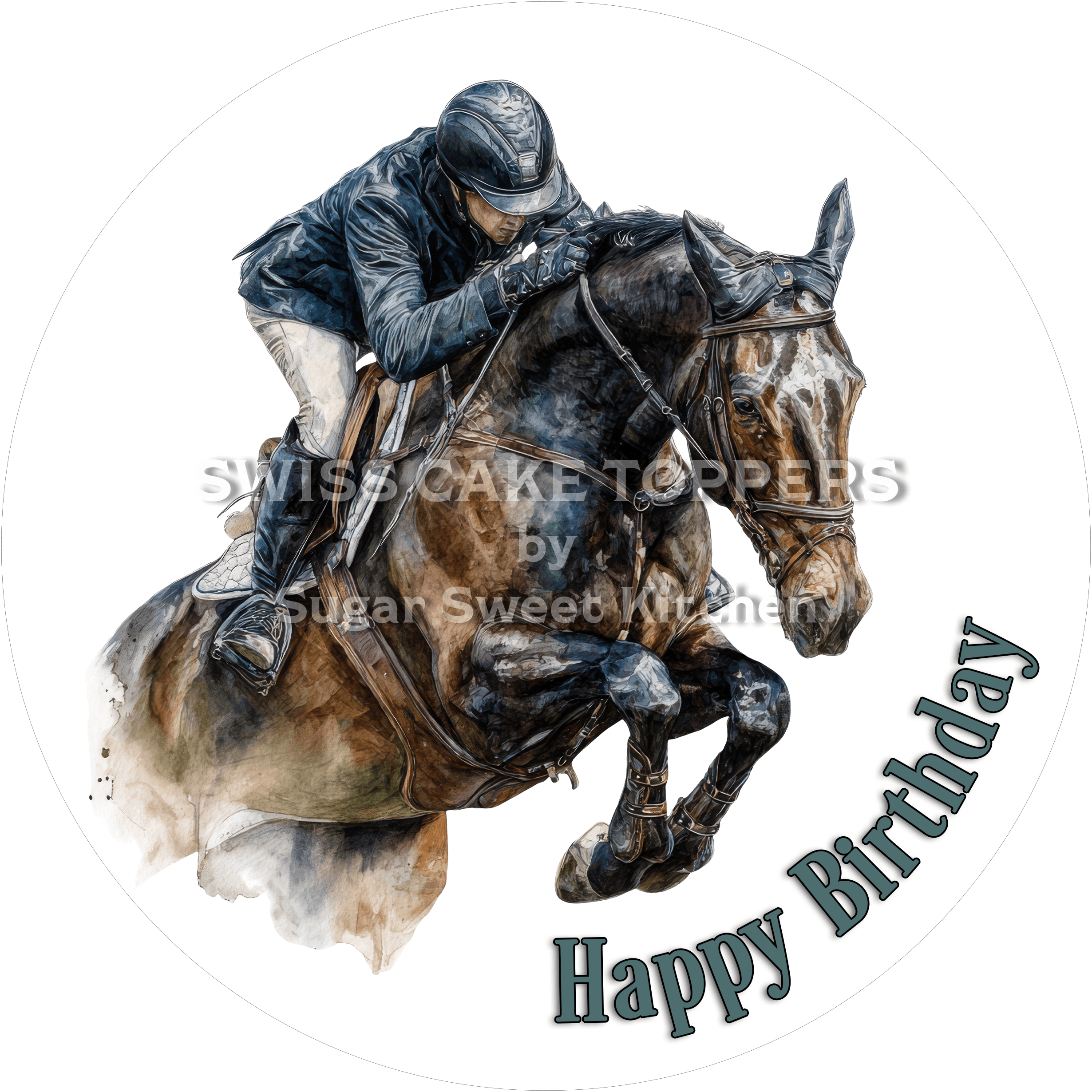 Sport-Tortenaufleger Reiten3 - personalisierbar - Fondant- Torten- & Cupcakeaufleger Sugar Sweet Kitchen
