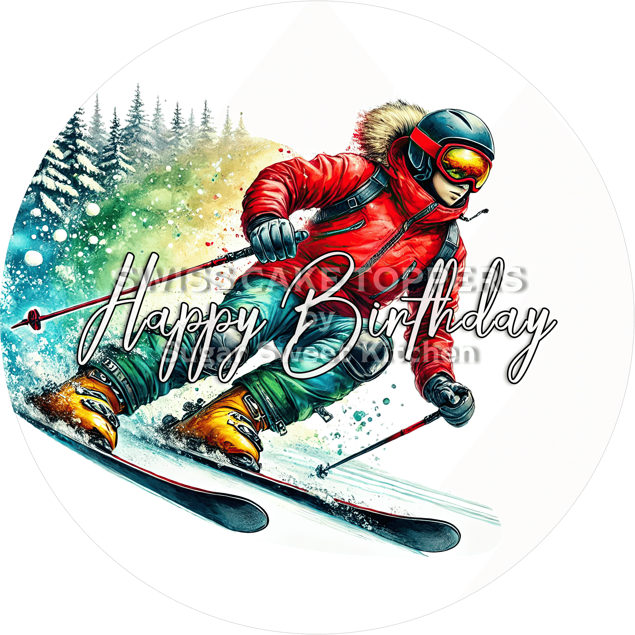 Sport-Tortenaufleger Skifahren2 - personalisierbar - Fondant- Torten- & Cupcakeaufleger Sugar Sweet Kitchen