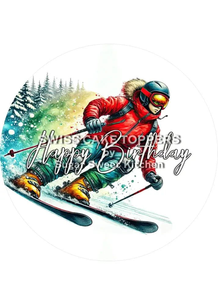 Sport-Tortenaufleger Skifahren2 - personalisierbar - Fondant- Torten- & Cupcakeaufleger Sugar Sweet Kitchen