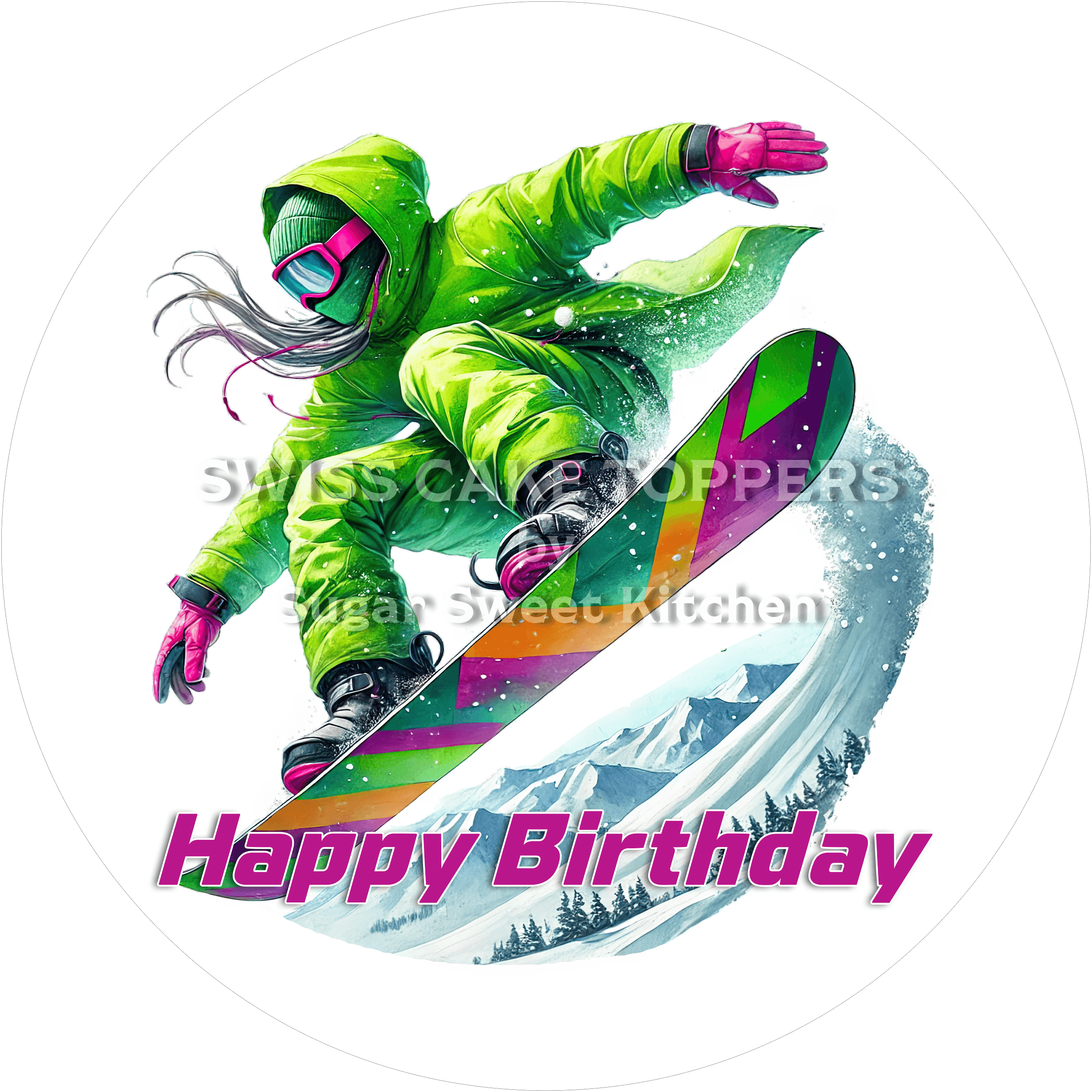 Sport-Tortenaufleger Snowboard1 - personalisierbar - Fondant- Torten- & Cupcakeaufleger Sugar Sweet Kitchen