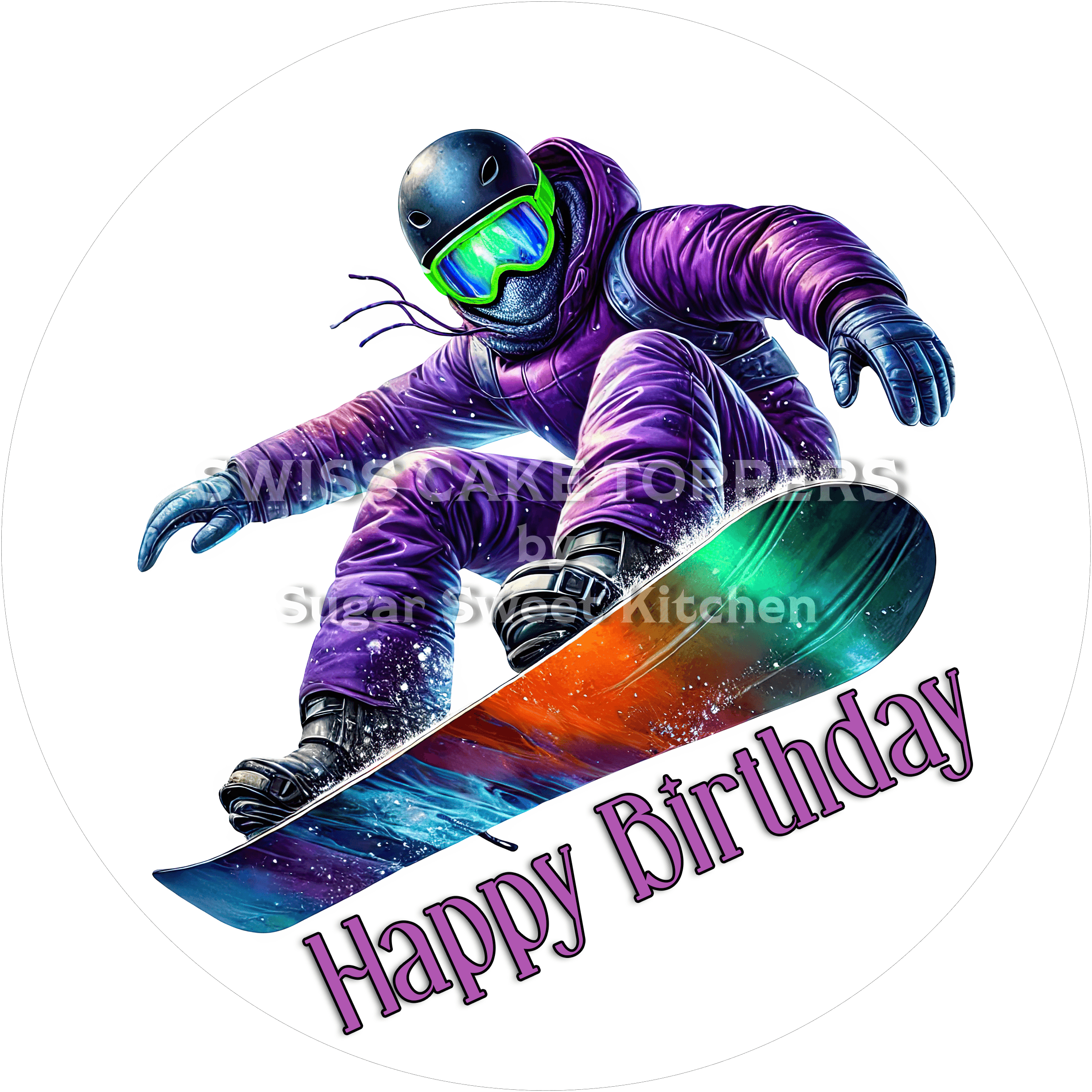 Sport-Tortenaufleger Snowboard3 - personalisierbar - Fondant- Torten- & Cupcakeaufleger Sugar Sweet Kitchen