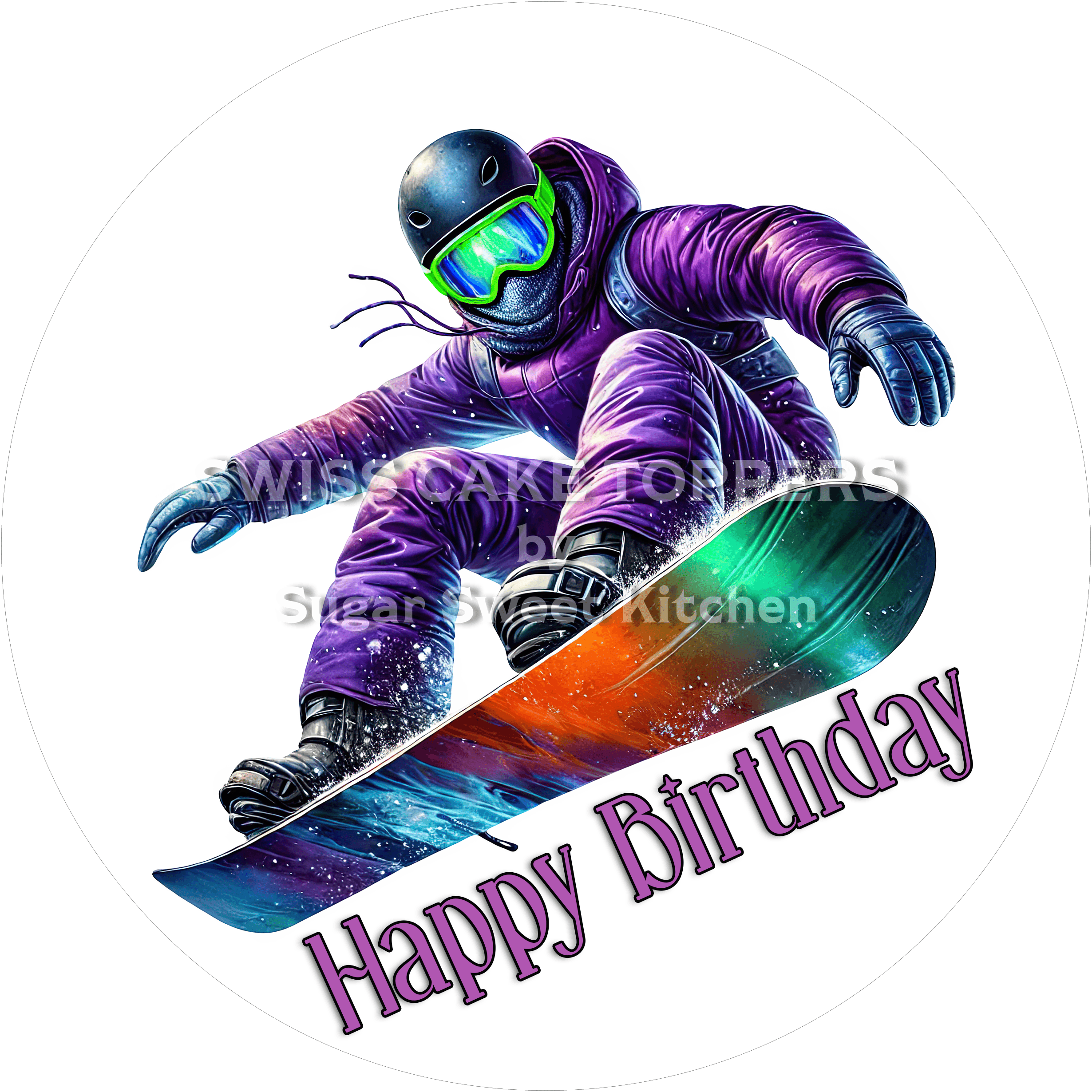 Sport-Tortenaufleger Snowboard3 - personalisierbar - Fondant- Torten- & Cupcakeaufleger Sugar Sweet Kitchen