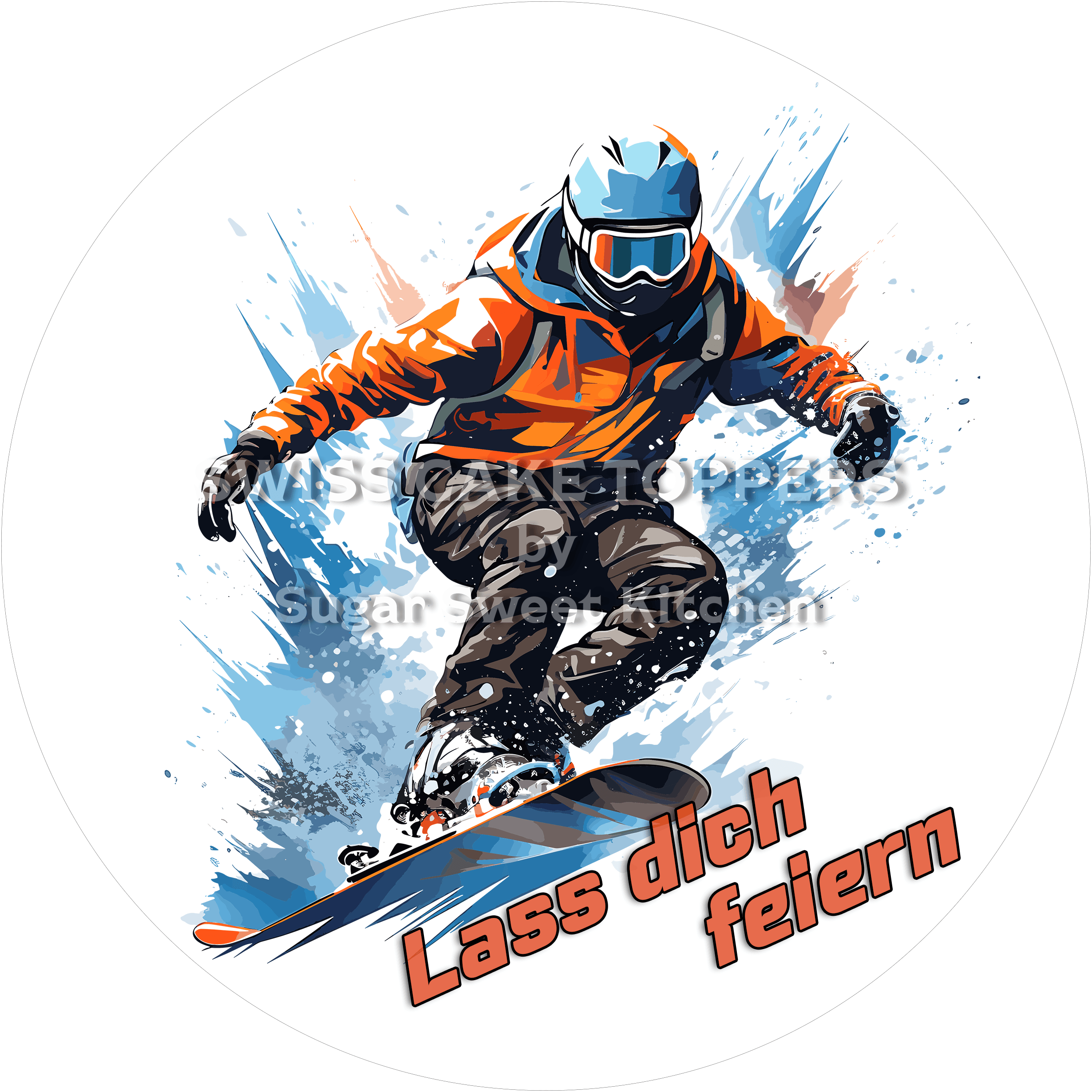 Sport-Tortenaufleger Snowboard4 - personalisierbar - Fondant- Torten- & Cupcakeaufleger Sugar Sweet Kitchen