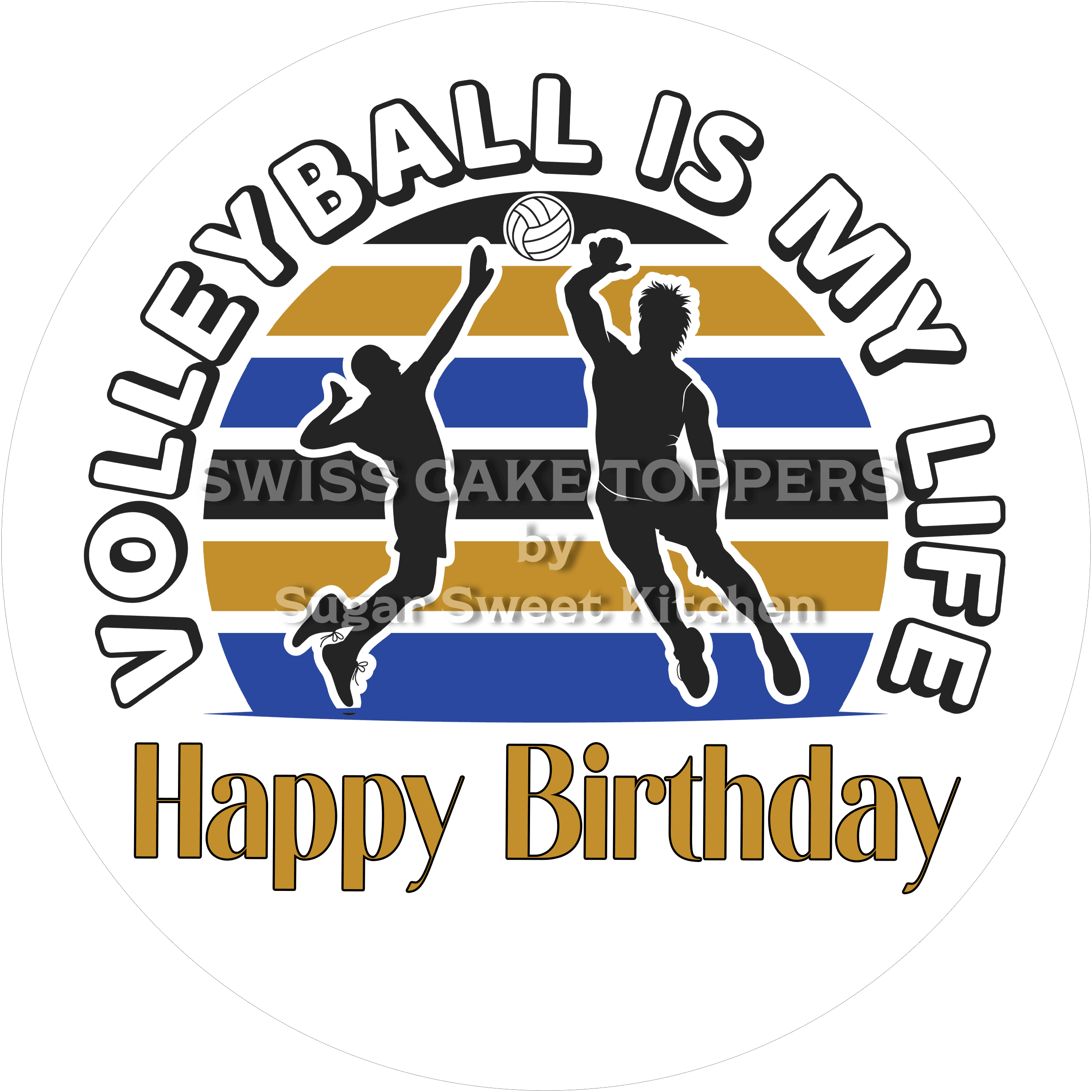 Sport-Tortenaufleger Volleyball10 - personalisierbar - Fondant- Torten- & Cupcakeaufleger Sugar Sweet Kitchen