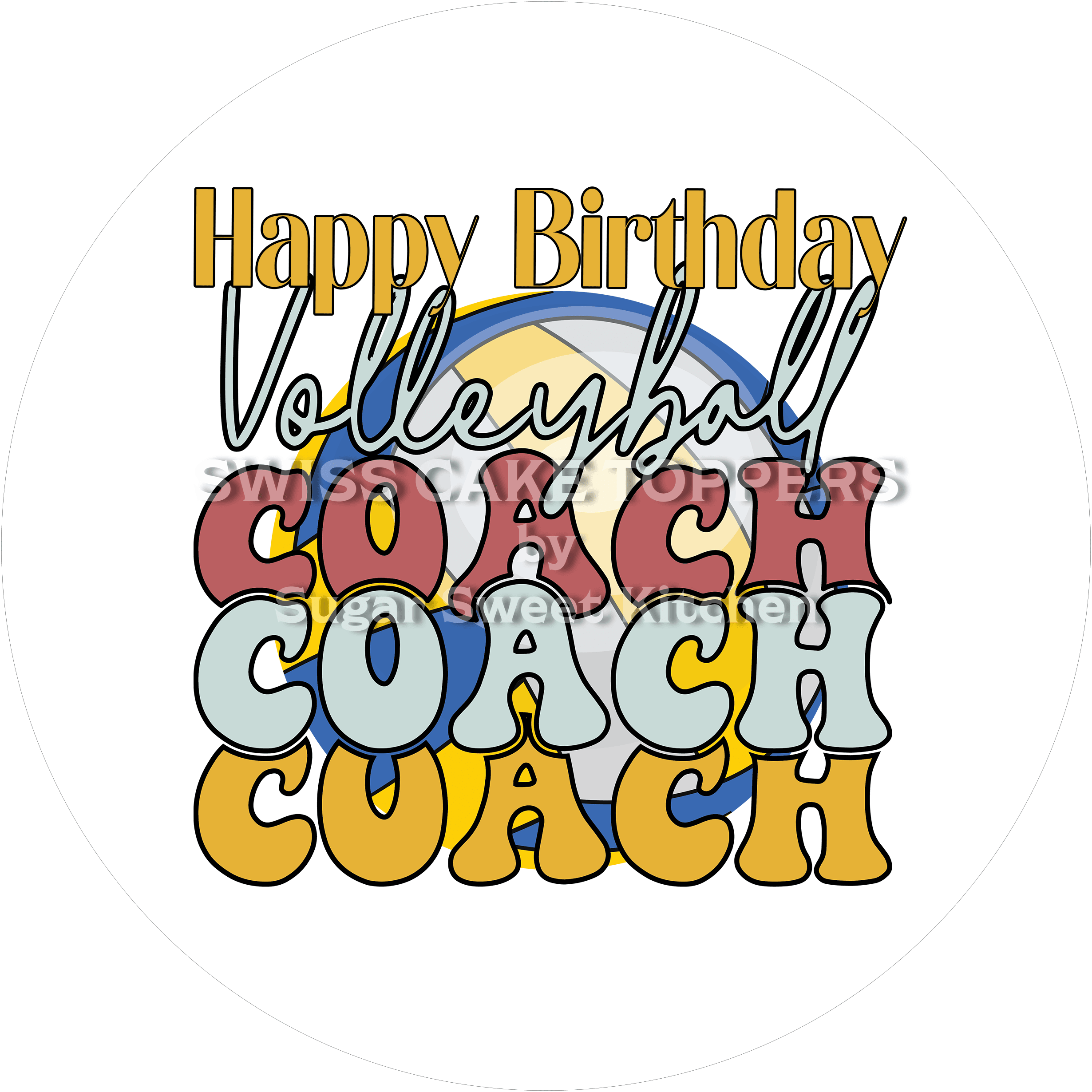 Sport-Tortenaufleger Volleyball7 - personalisierbar - Fondant- Torten- & Cupcakeaufleger Sugar Sweet Kitchen