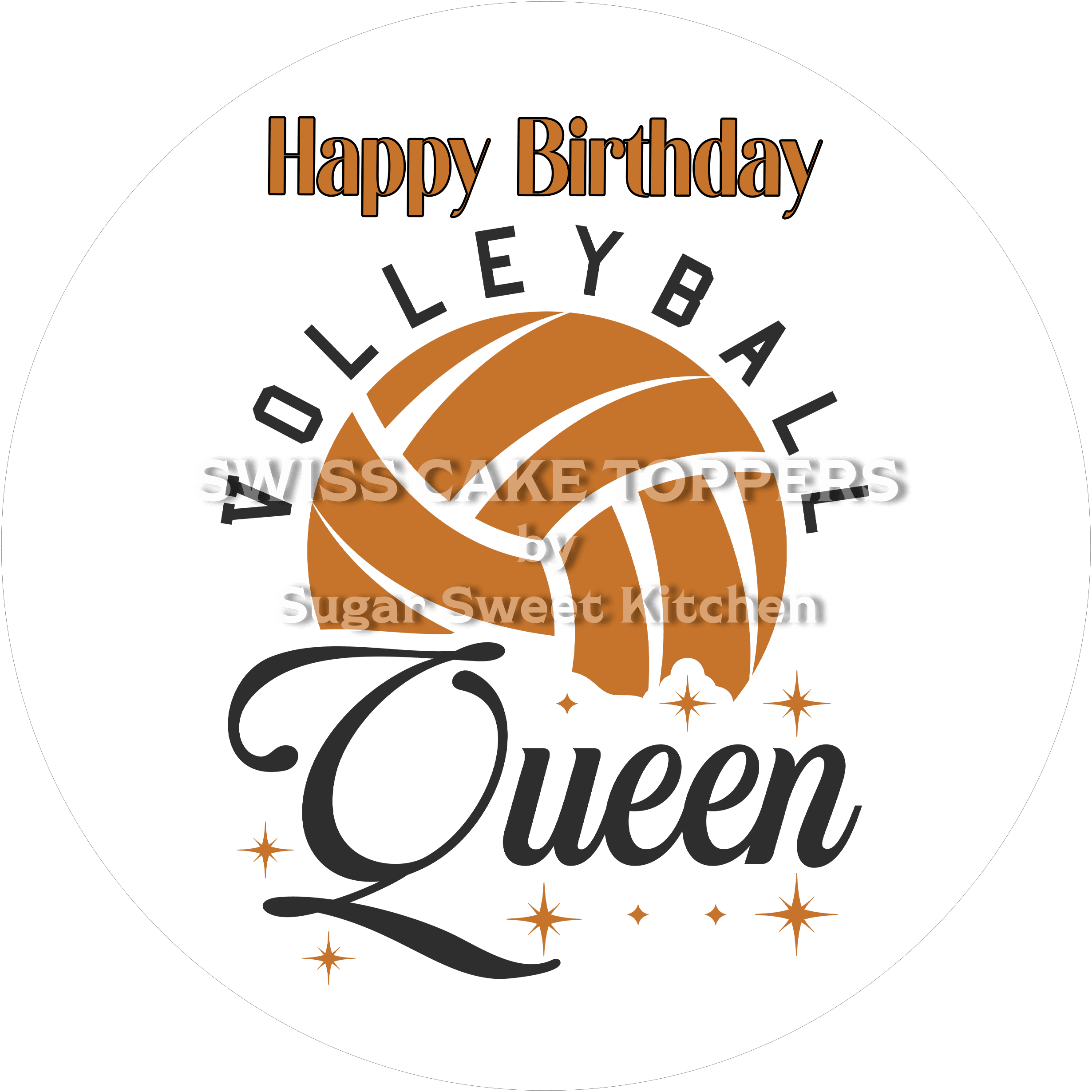 Sport-Tortenaufleger Volleyball8 - personalisierbar - Fondant- Torten- & Cupcakeaufleger Sugar Sweet Kitchen