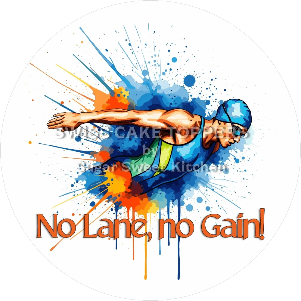 Sportlicher Schwimmer-Tortenaufleger6 - personalisierbar - Fondant- Torten- & Cupcakeaufleger Sugar Sweet Kitchen