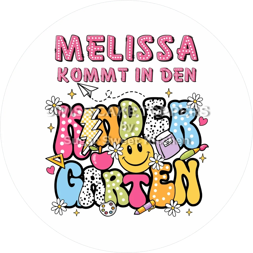 Start Kindergarten-Tortenaufleger5 mit Namen - Fondant- Torten- & Cupcakeaufleger Sugar Sweet Kitchen