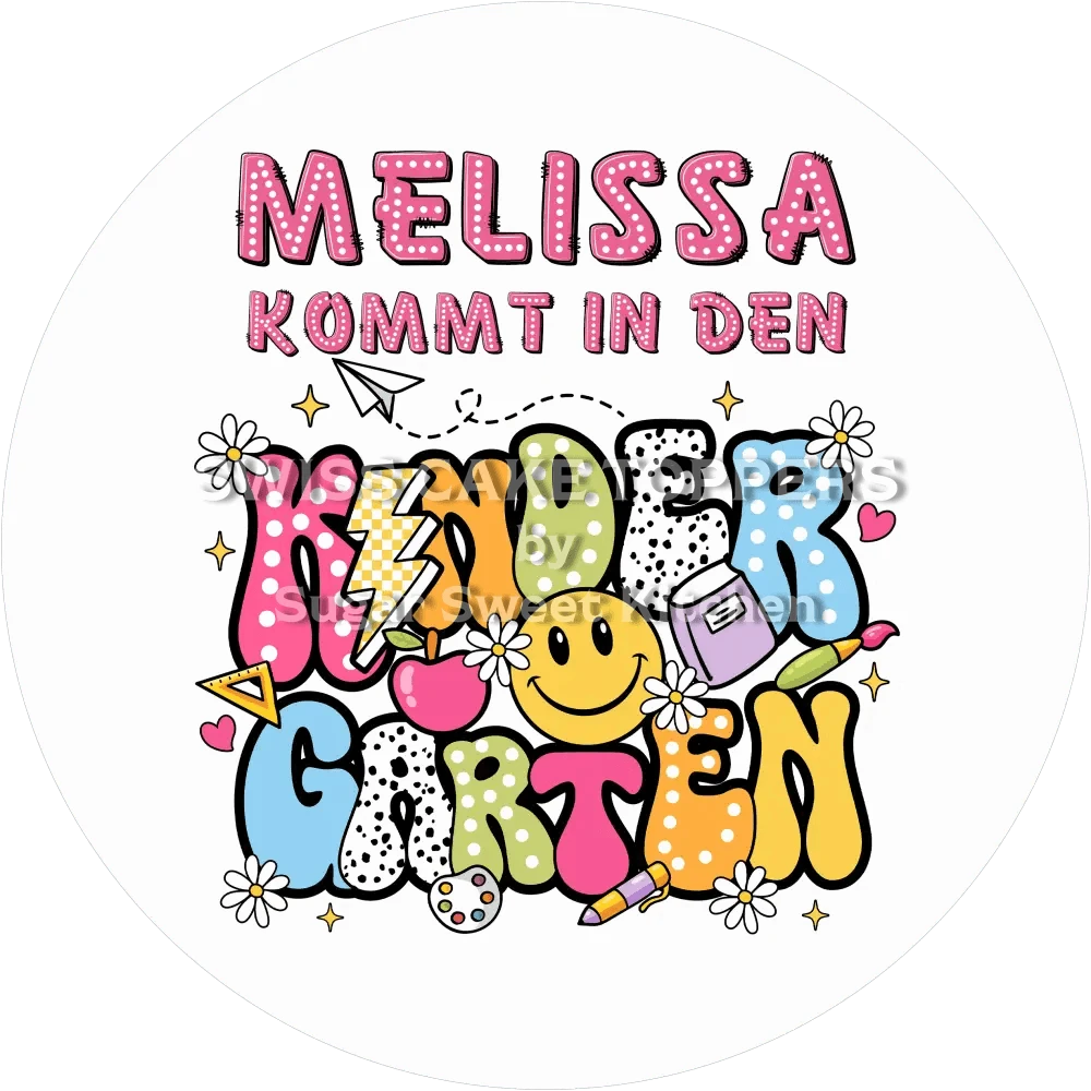 Start Kindergarten-Tortenaufleger5 mit Namen - Fondant- Torten- & Cupcakeaufleger Sugar Sweet Kitchen