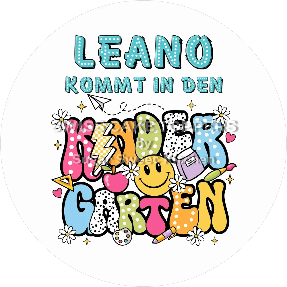 Start Kindergarten-Tortenaufleger6 mit Namen - Fondant- Torten- & Cupcakeaufleger Sugar Sweet Kitchen