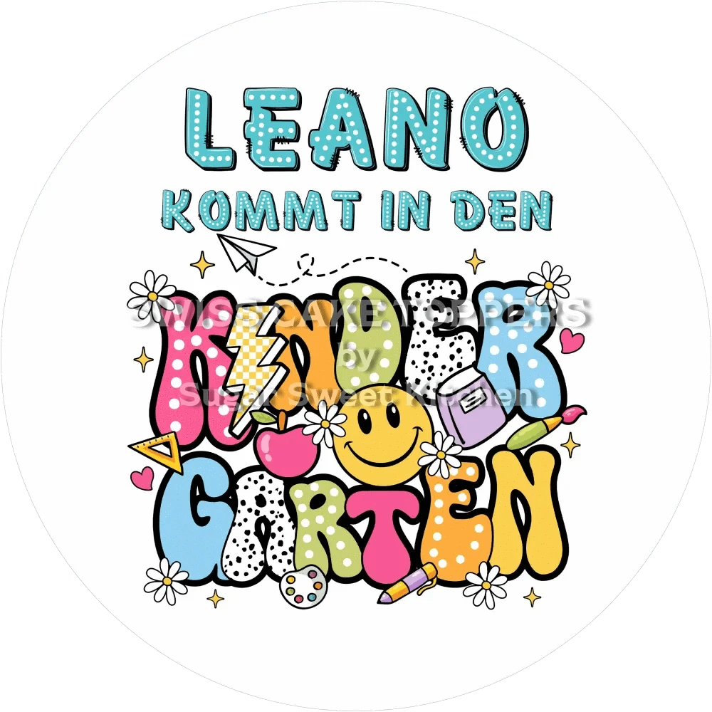 Start Kindergarten-Tortenaufleger6 mit Namen - Fondant- Torten- & Cupcakeaufleger Sugar Sweet Kitchen