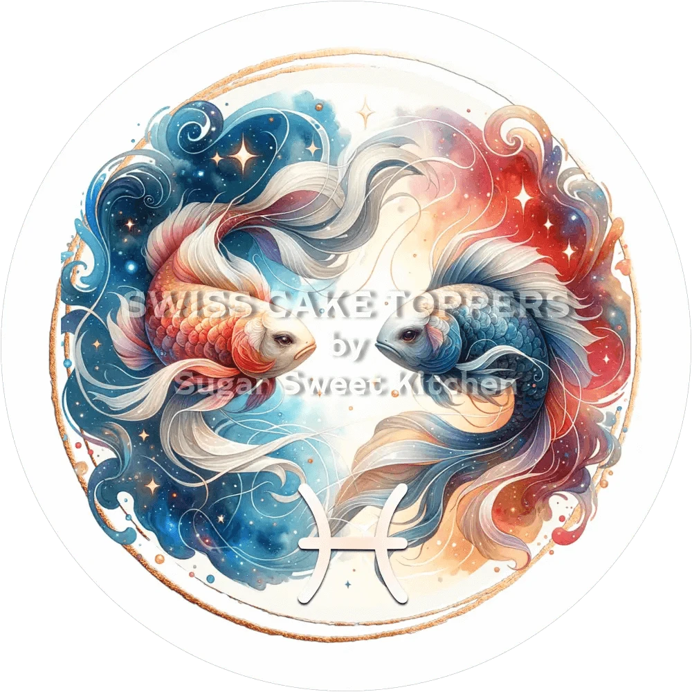 Sternzeichen Fische-Tortenaufleger4 - personalisierbar - Fondant- Torten- & Cupcakeaufleger Sugar Sweet Kitchen